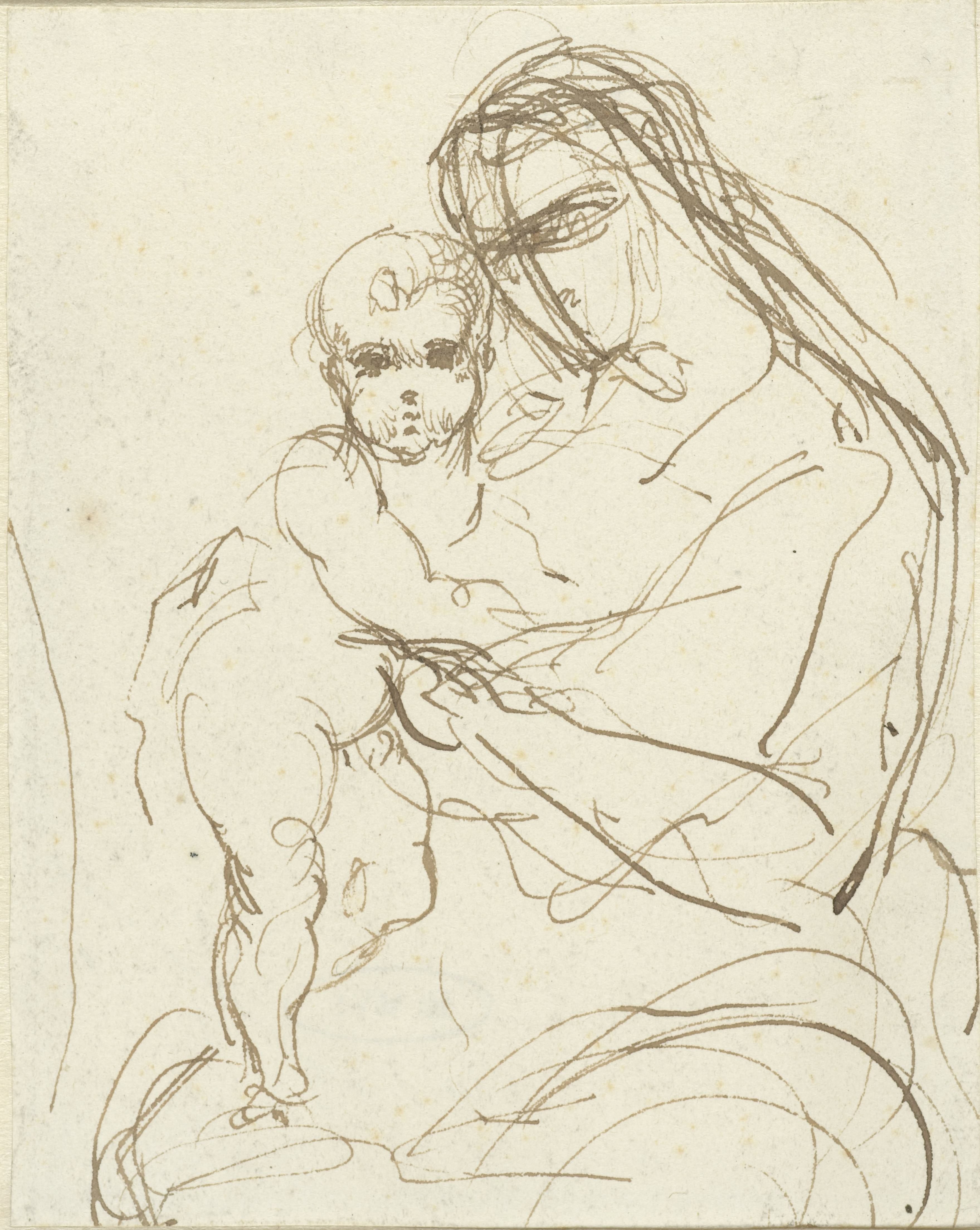 Studie van een Madonna met kind