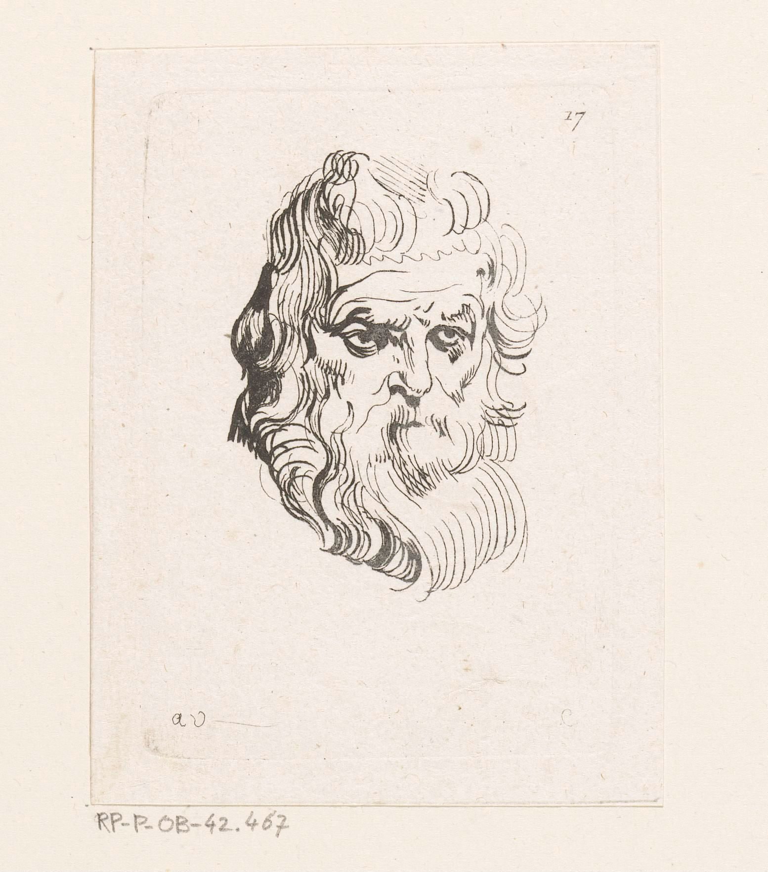 Hoofd van een man met een baard