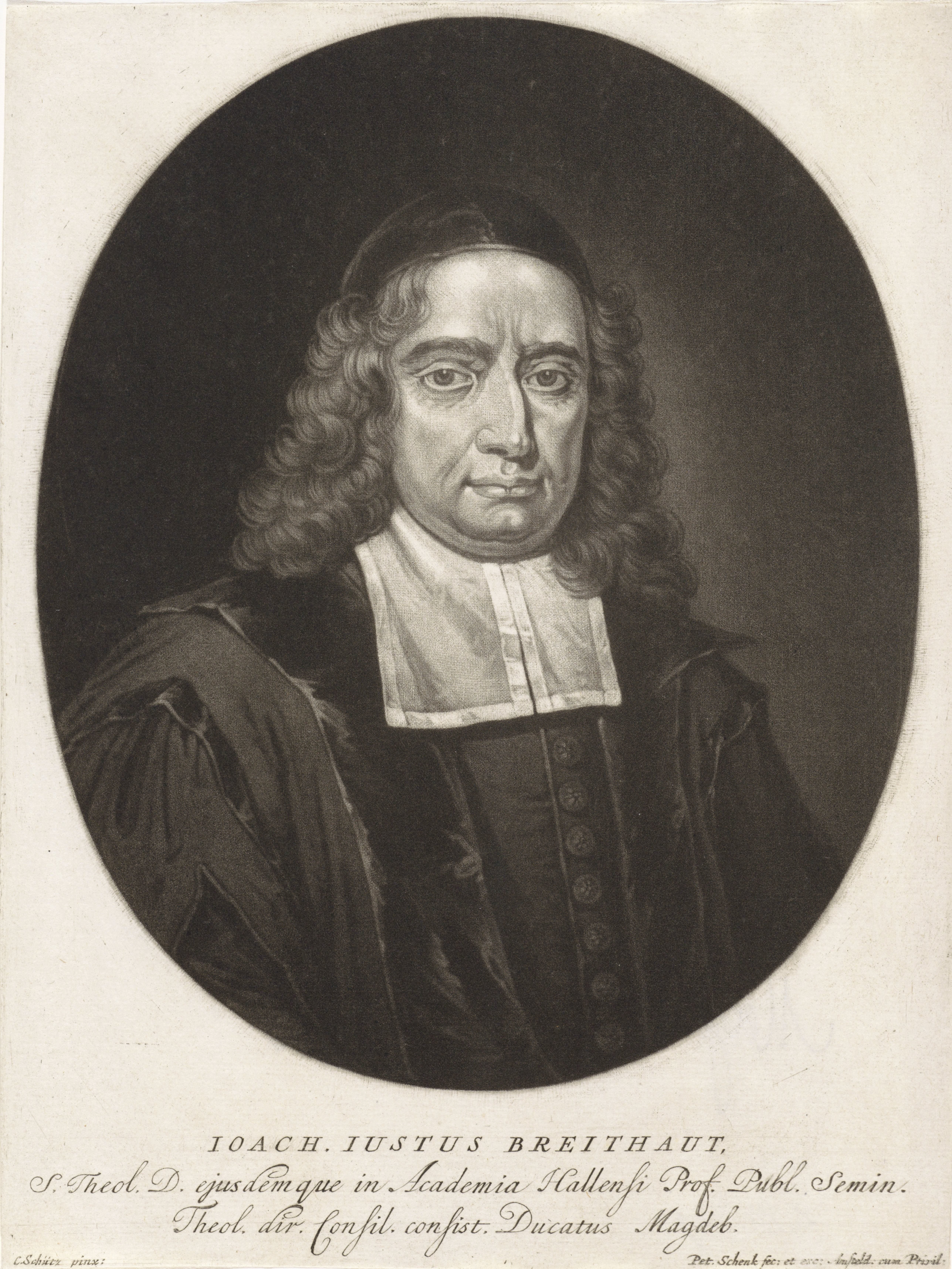 Portret van de theoloog Joachim Justus Breithaupt