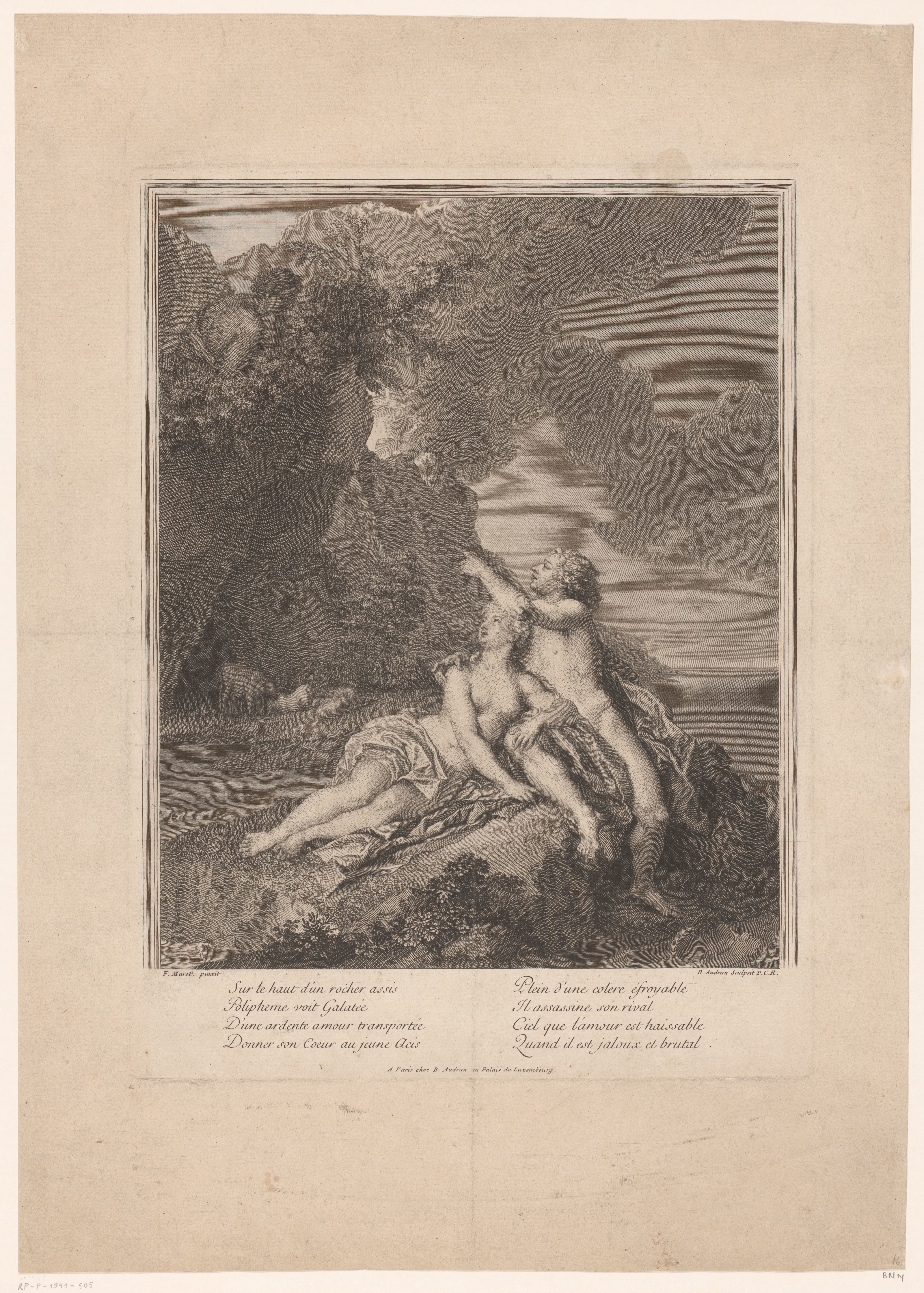 Galatea en Acis gadegeslagen door Polyphemus