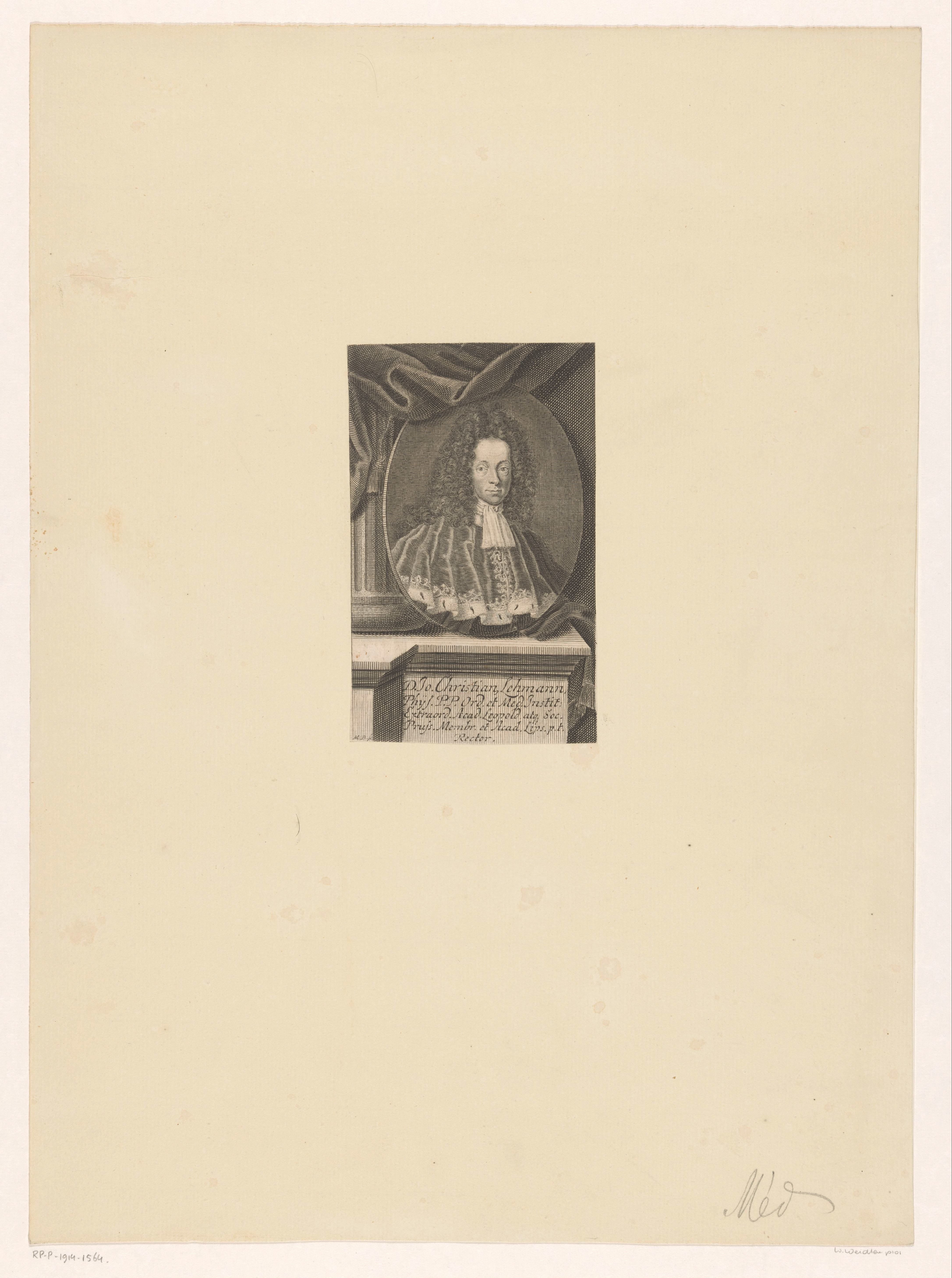 Portret van Johann Christian Lehmann