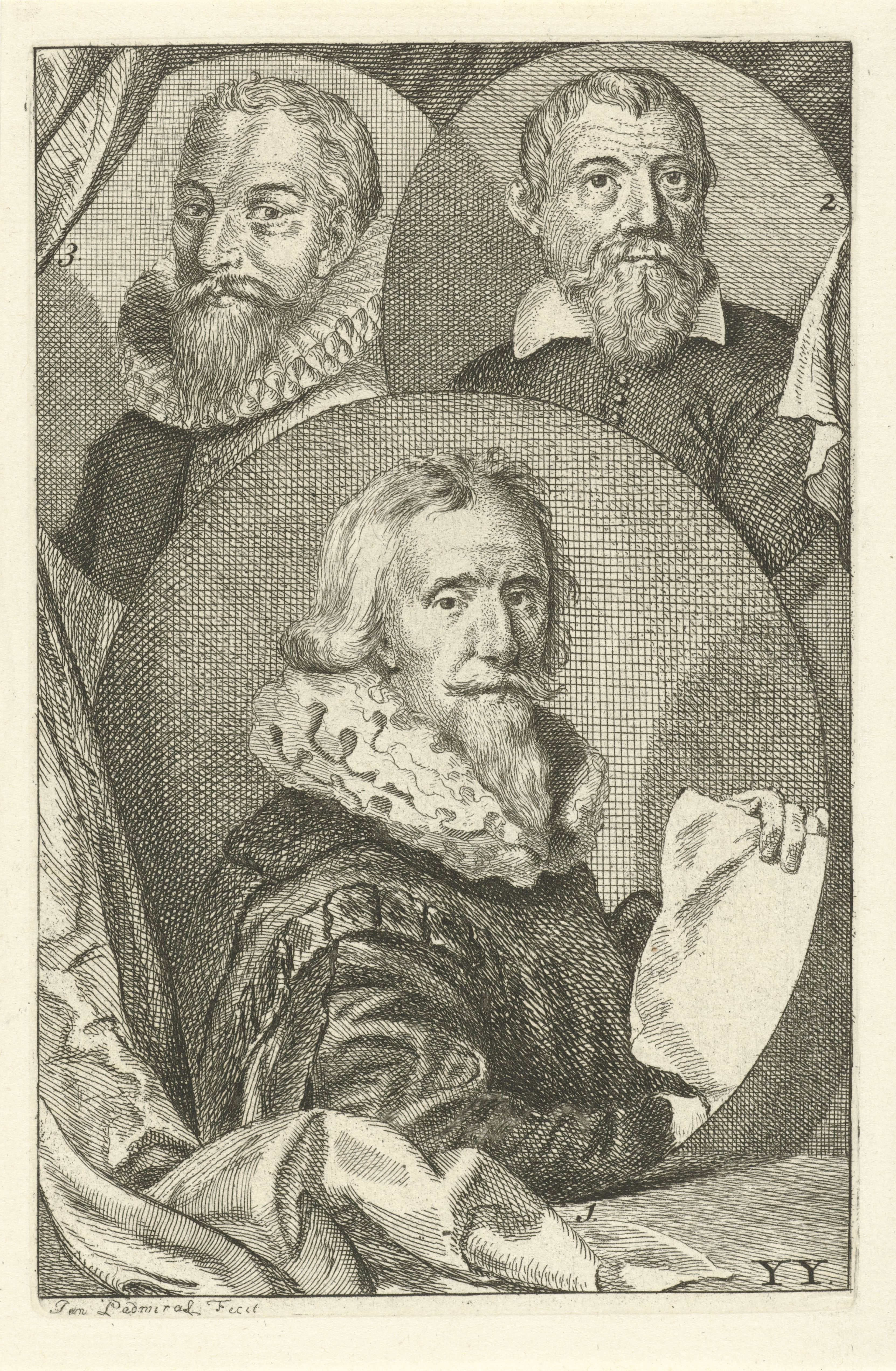 Portretten van Paulus Moreelse, Balthasar Lauwers en  Floris Claesz. van Dijck