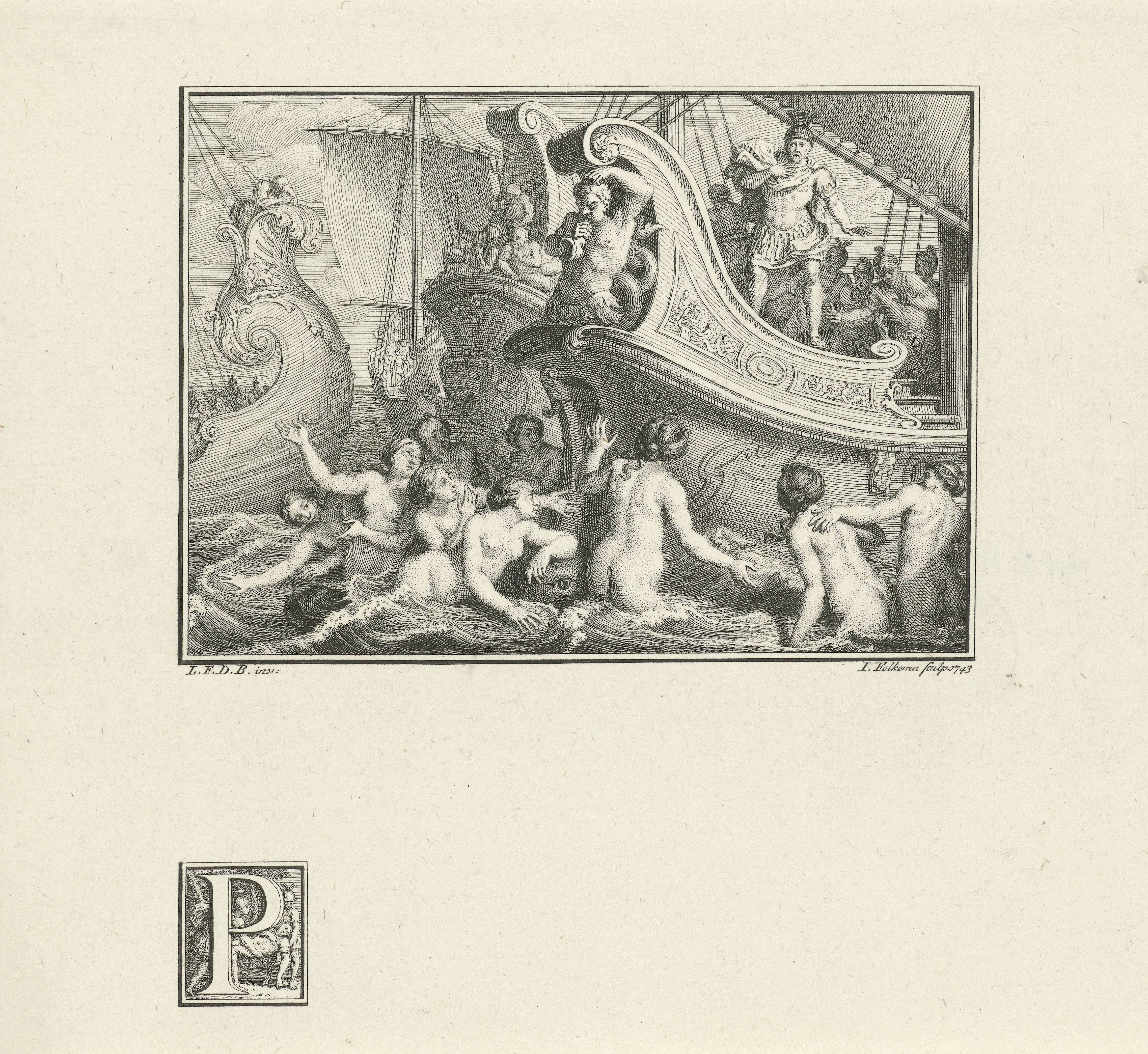 Aeneas' vloot omringd door zeenimfen