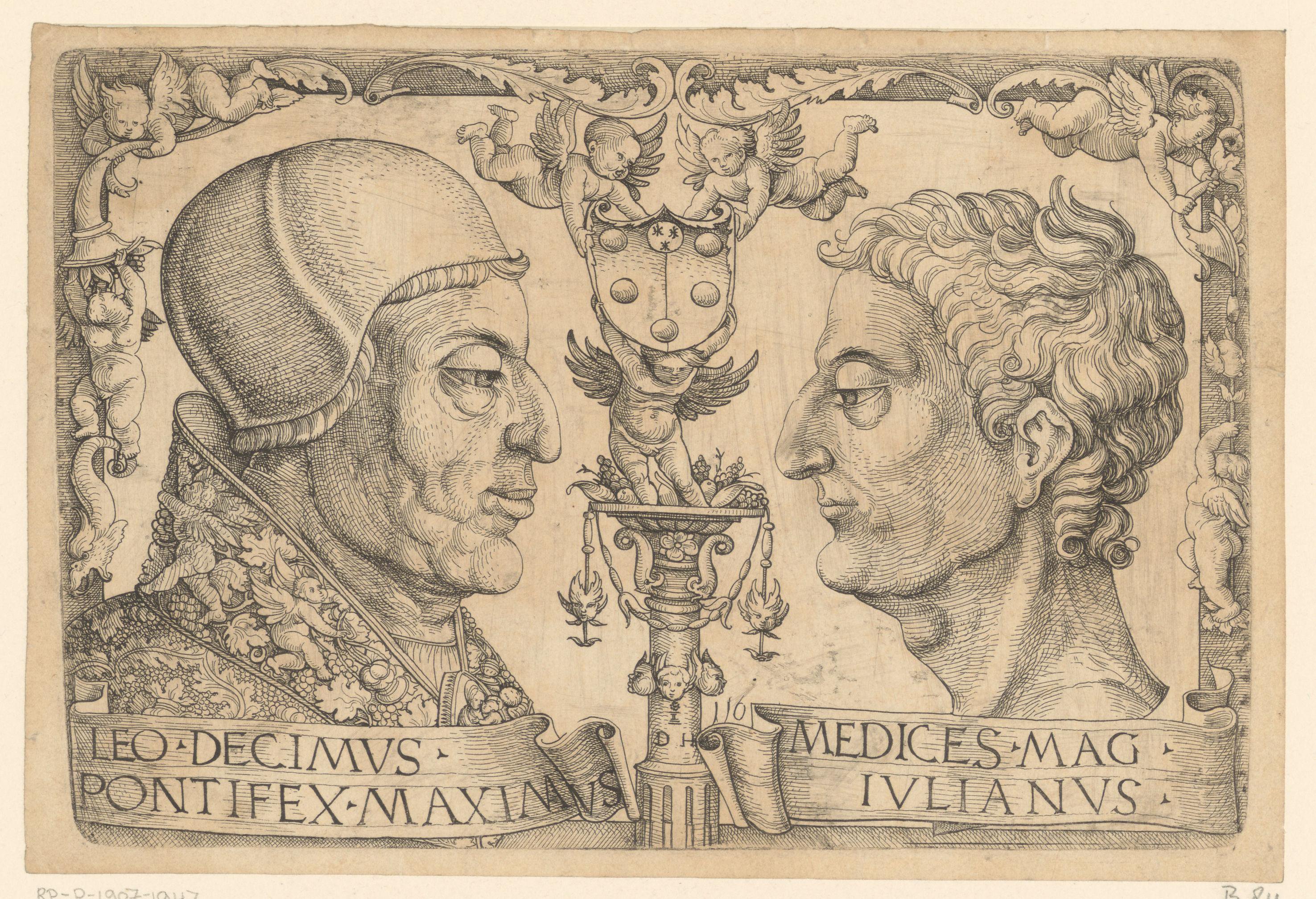 Portretten van Paus Leo X en Giuliano di Piero de' Medici