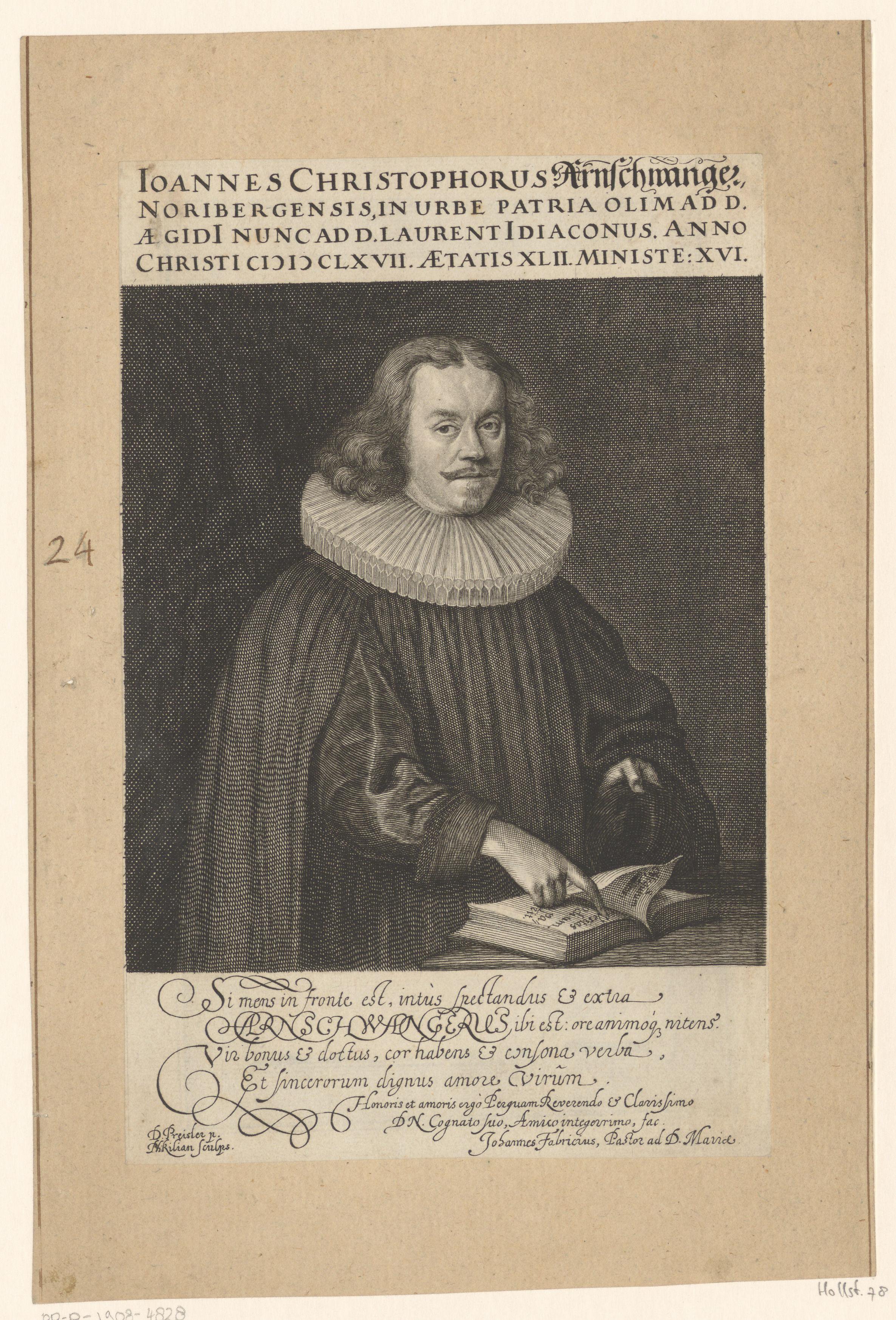 Portret van Johann Christoph Arnschwanger op 56-jarige leeftijd