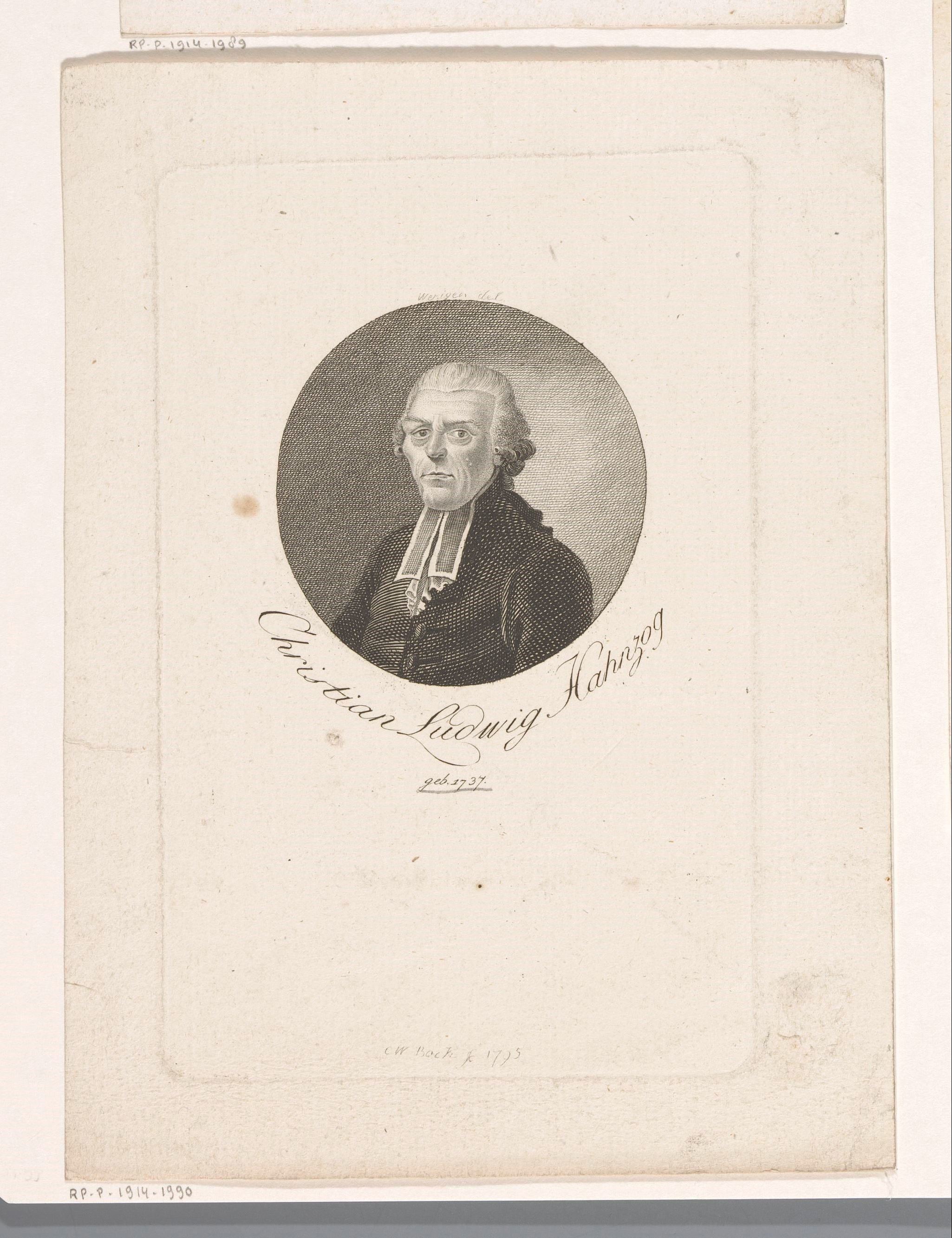 Portret van Christian Ludwig Hahnzog