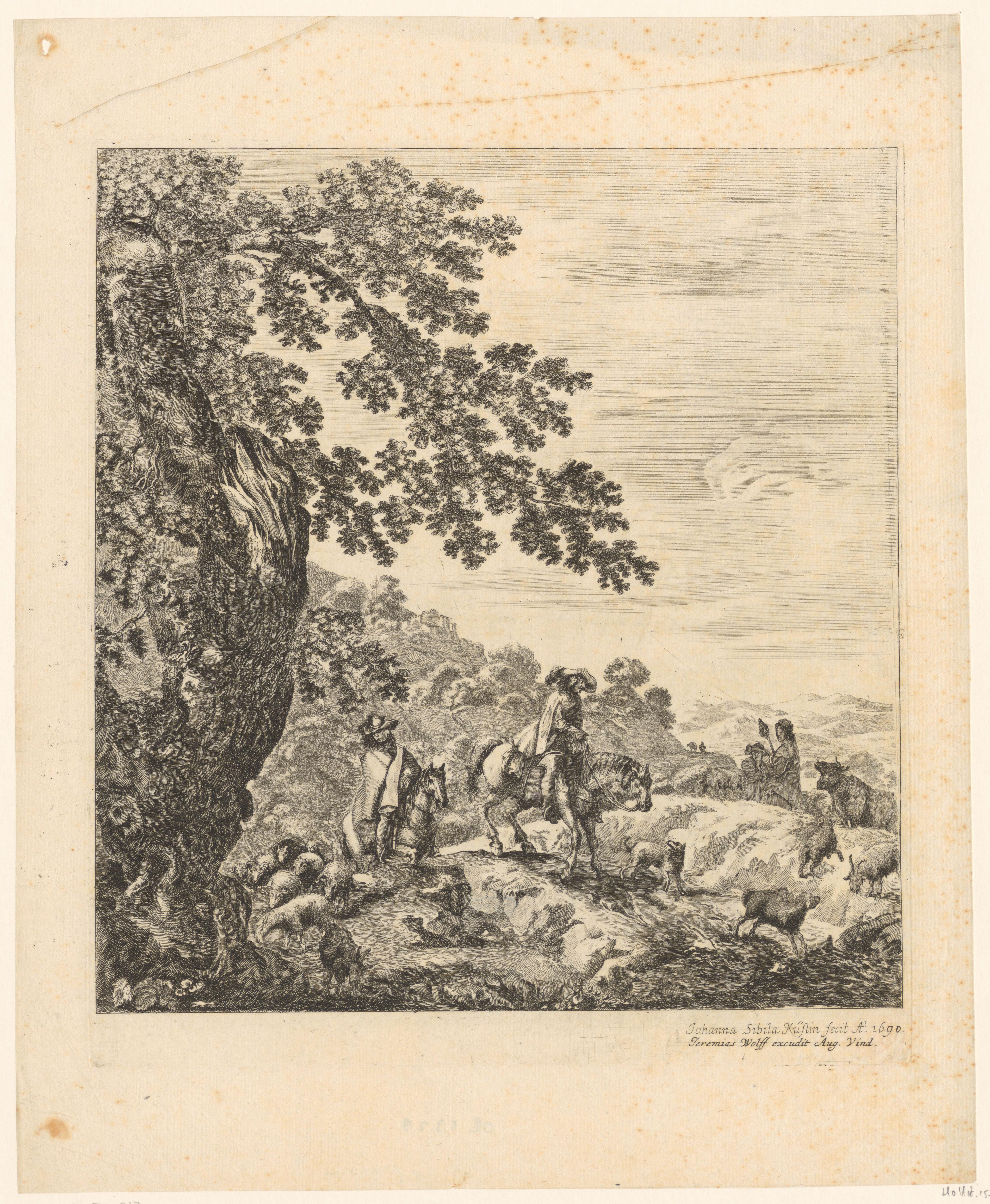 Heuvellandschap met twee ruiters