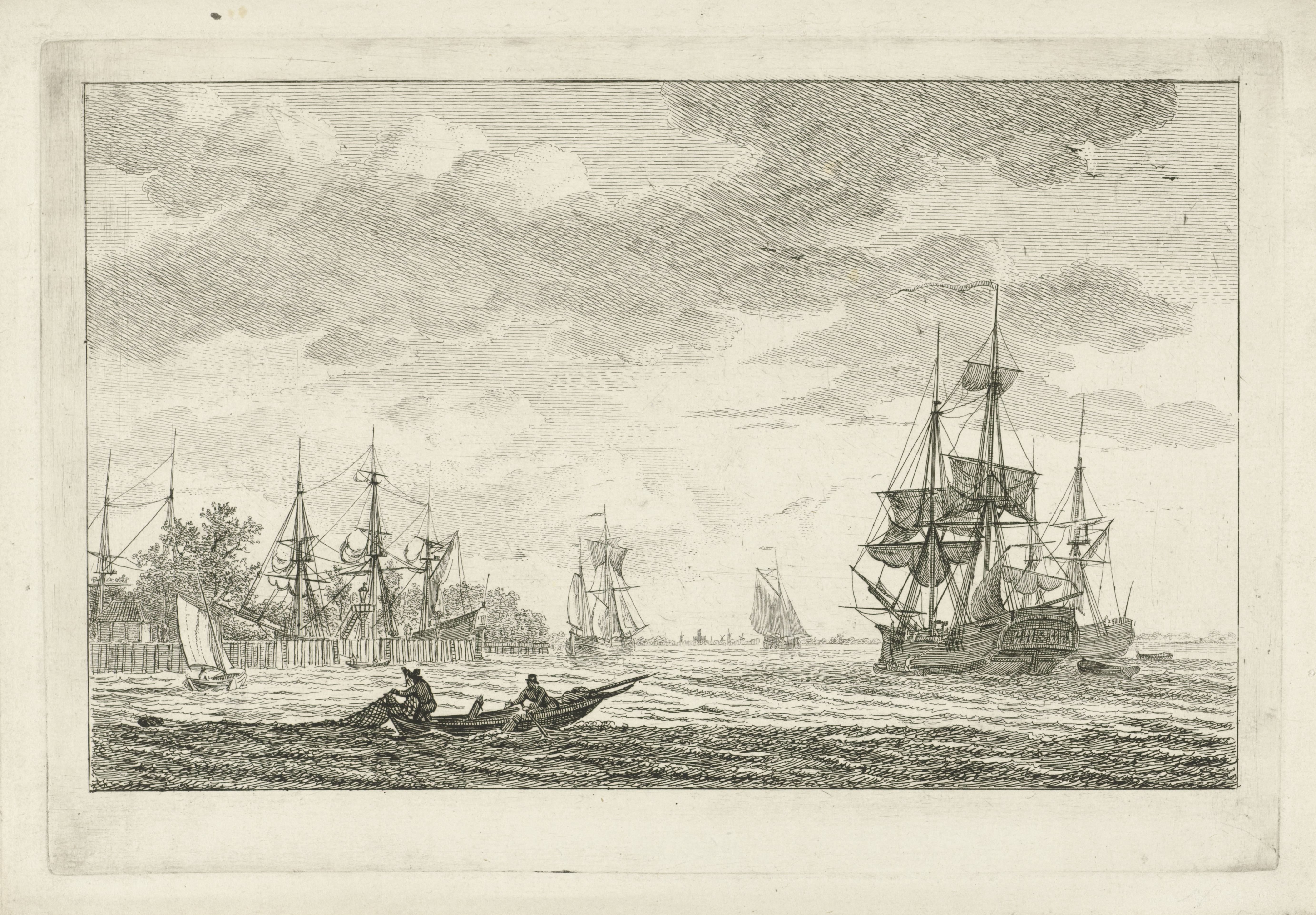 Gezicht op het westelijke havenhoofd van Schiedam