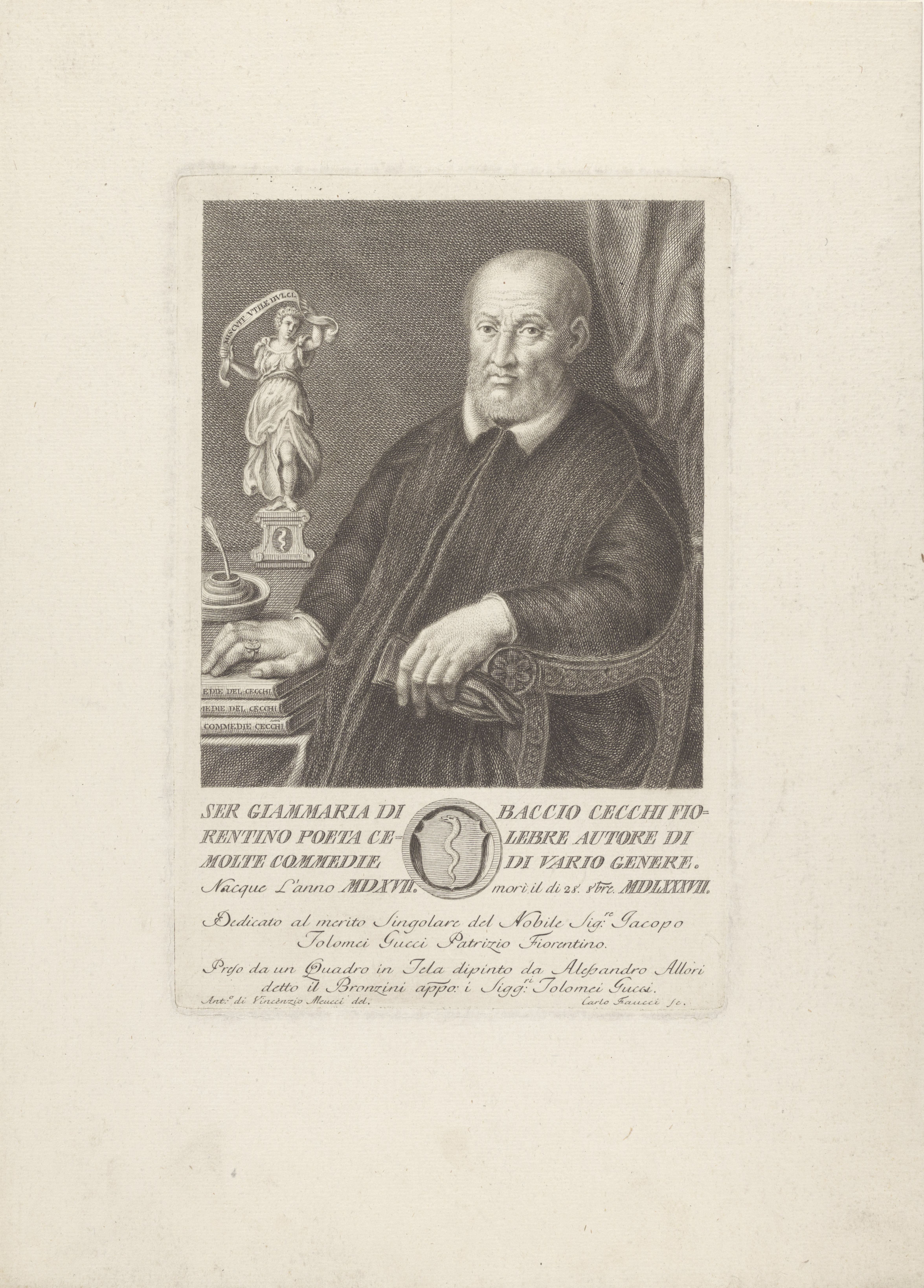 Portret van dichter Giovanni Maria Cecchi
