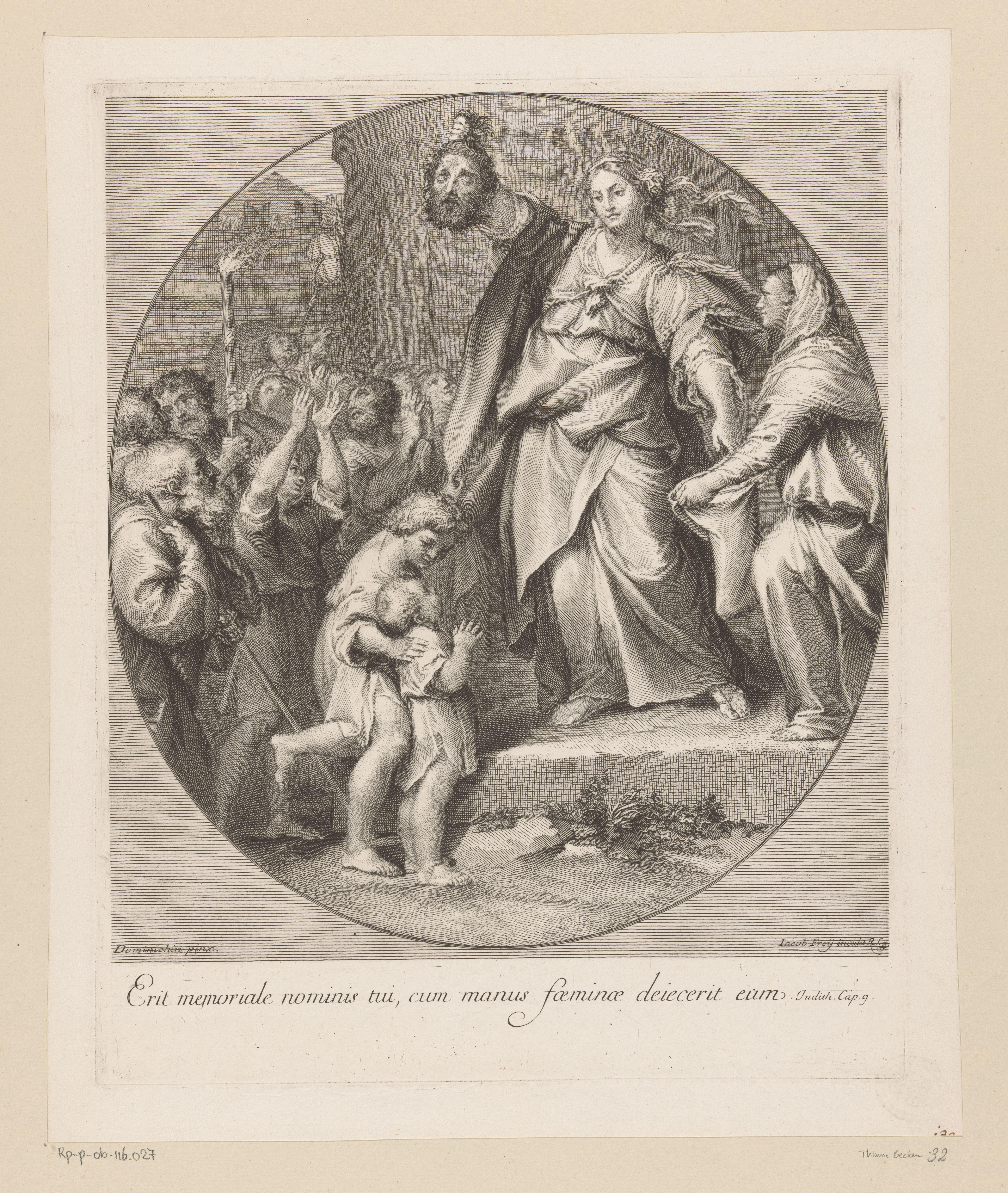 Judith toont het hoofd van Holofernes aan het volk