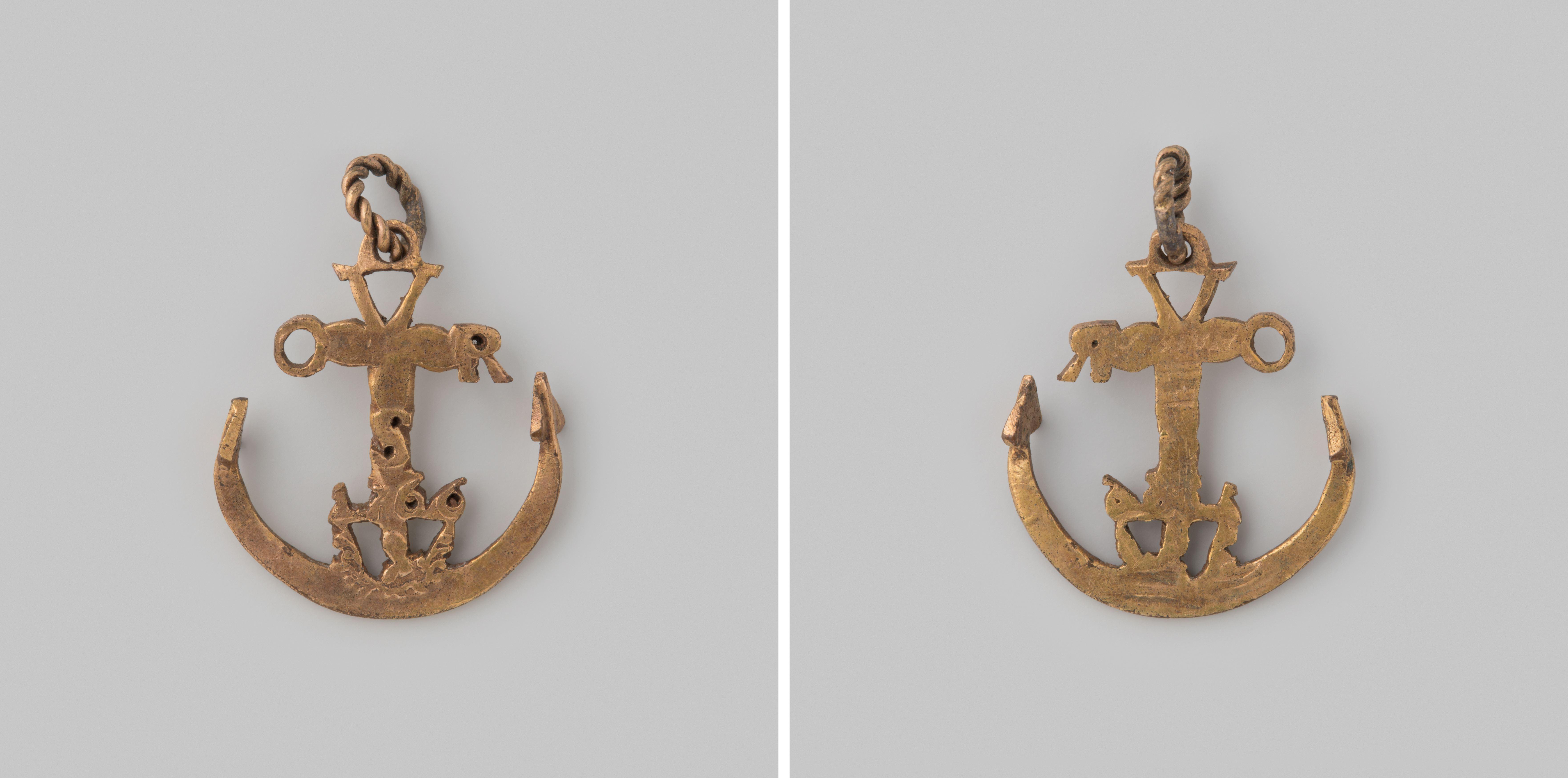 Draagteken in de vorm van een anker, gedragen door Gerrit Leijster, een der 'bijltjes' in het gevecht bij de Kattenburgerbrug tegen de patriottische schutterij op 30 mei 1787
