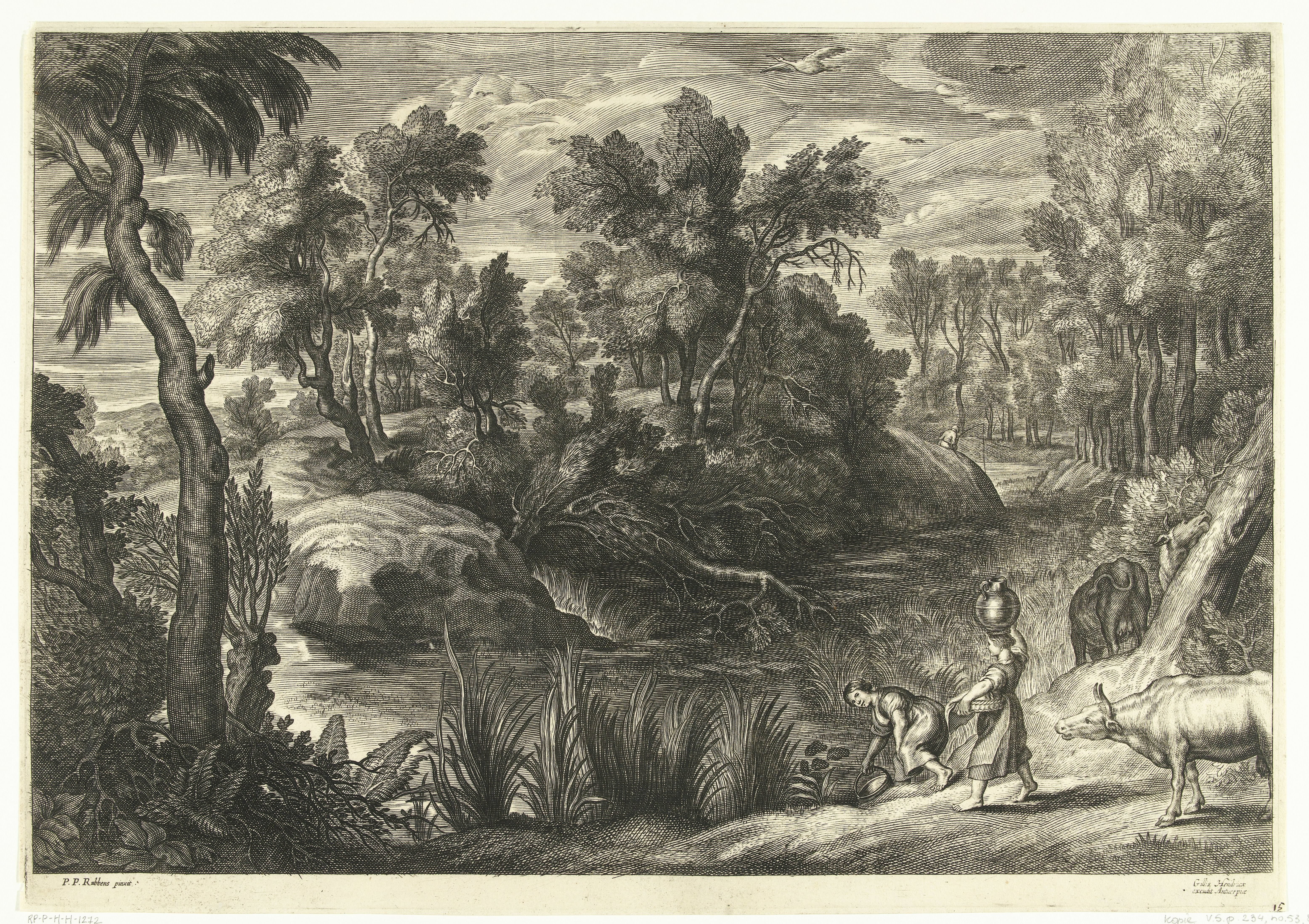 Landschap met vrouwen die water halen