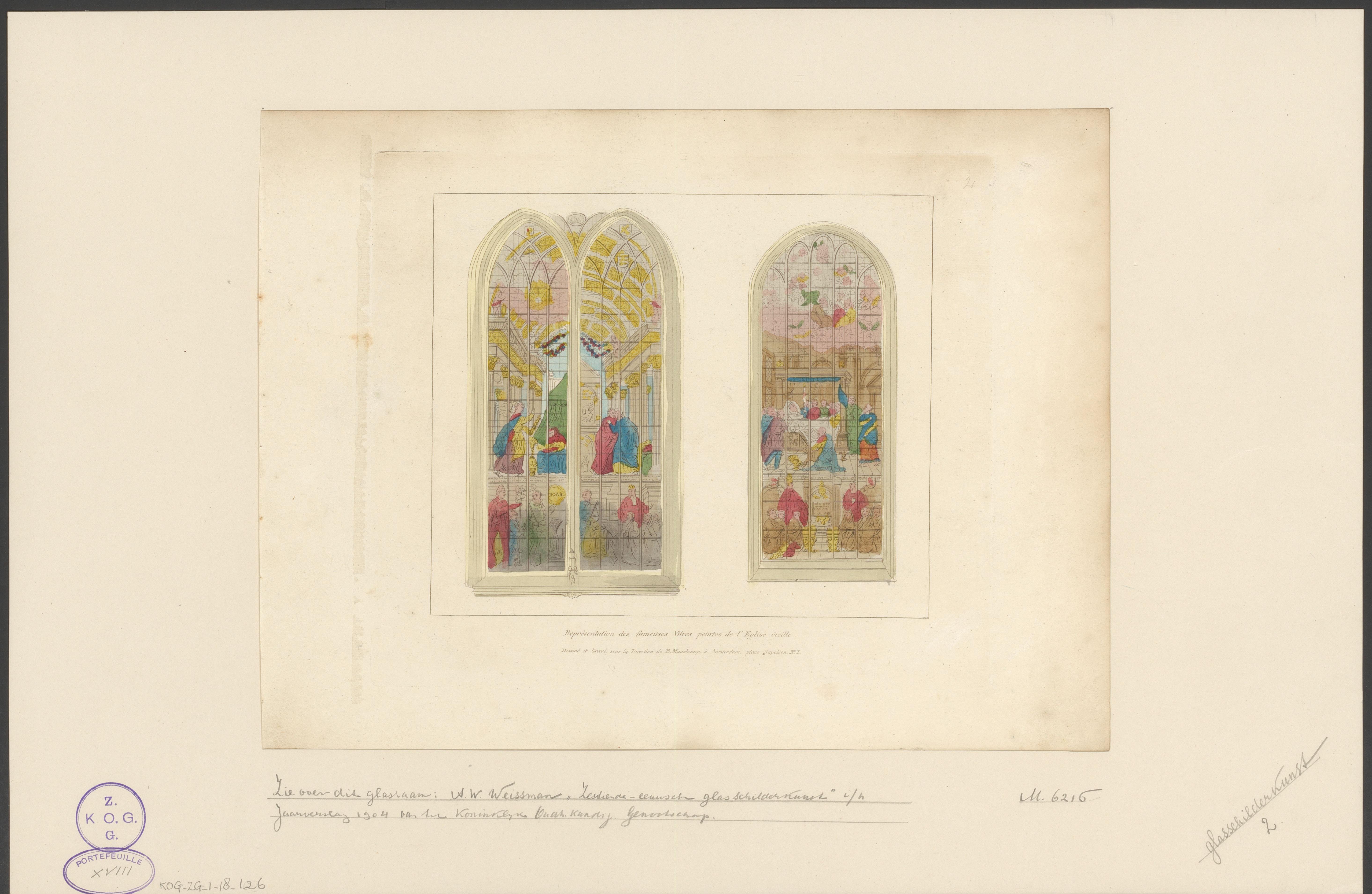 Glasramen in de Oude Kerk te Amsterdam, 1810-1825