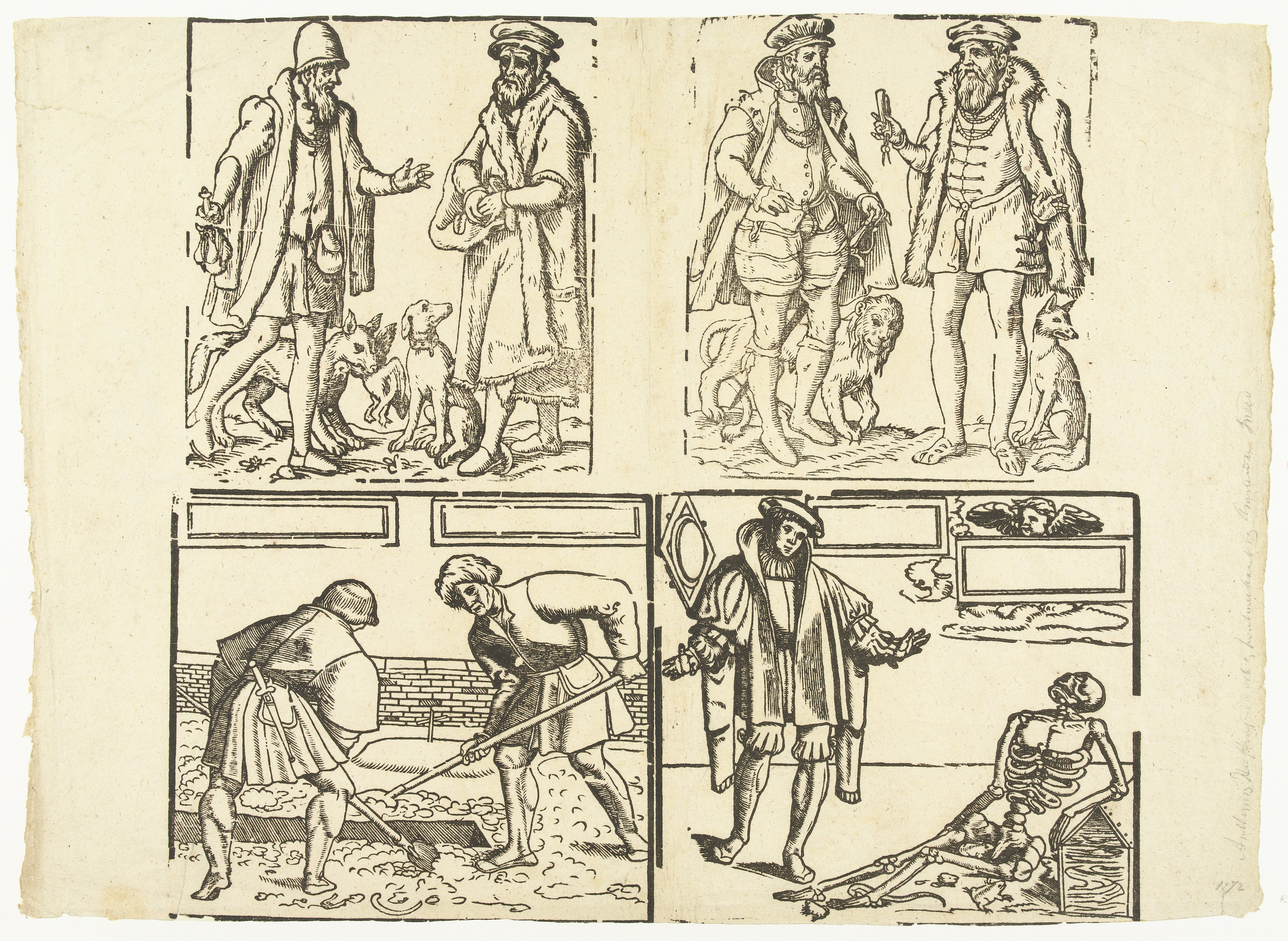 Blad met vier voorstellingen