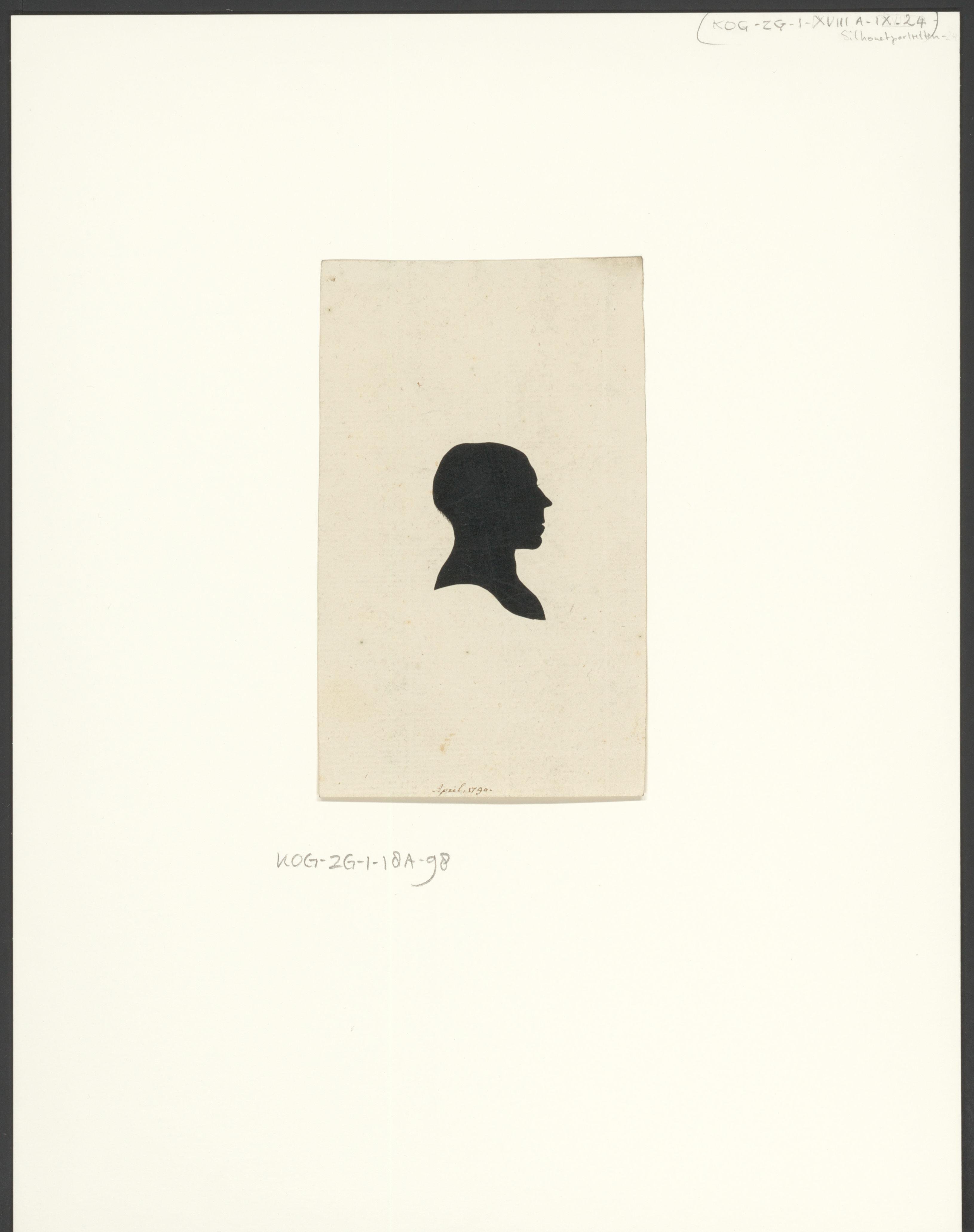 Silhouetportret van een onbekende man zonder haar