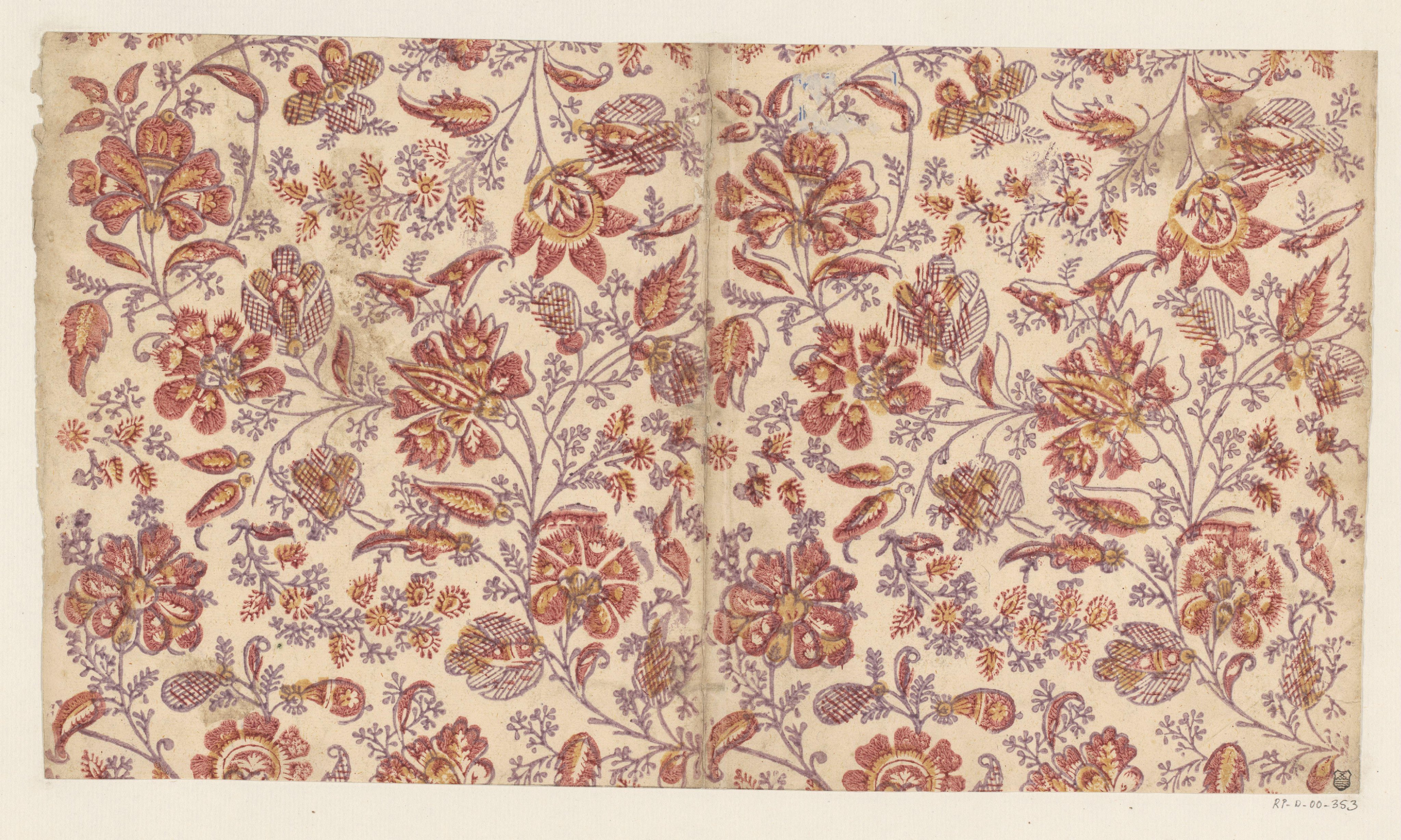 Blad met ranken met bloemen