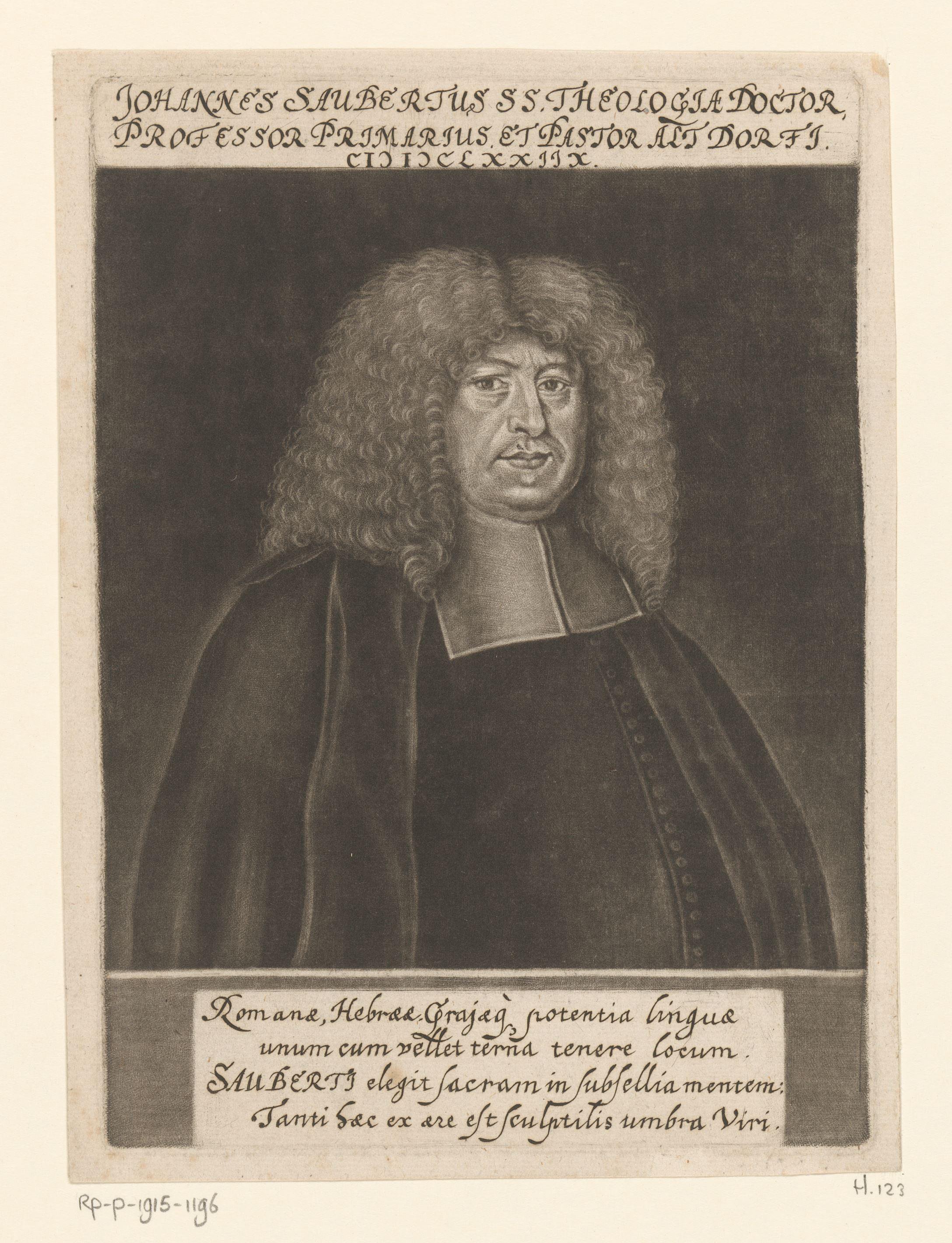 Portret van Johann Saubertus