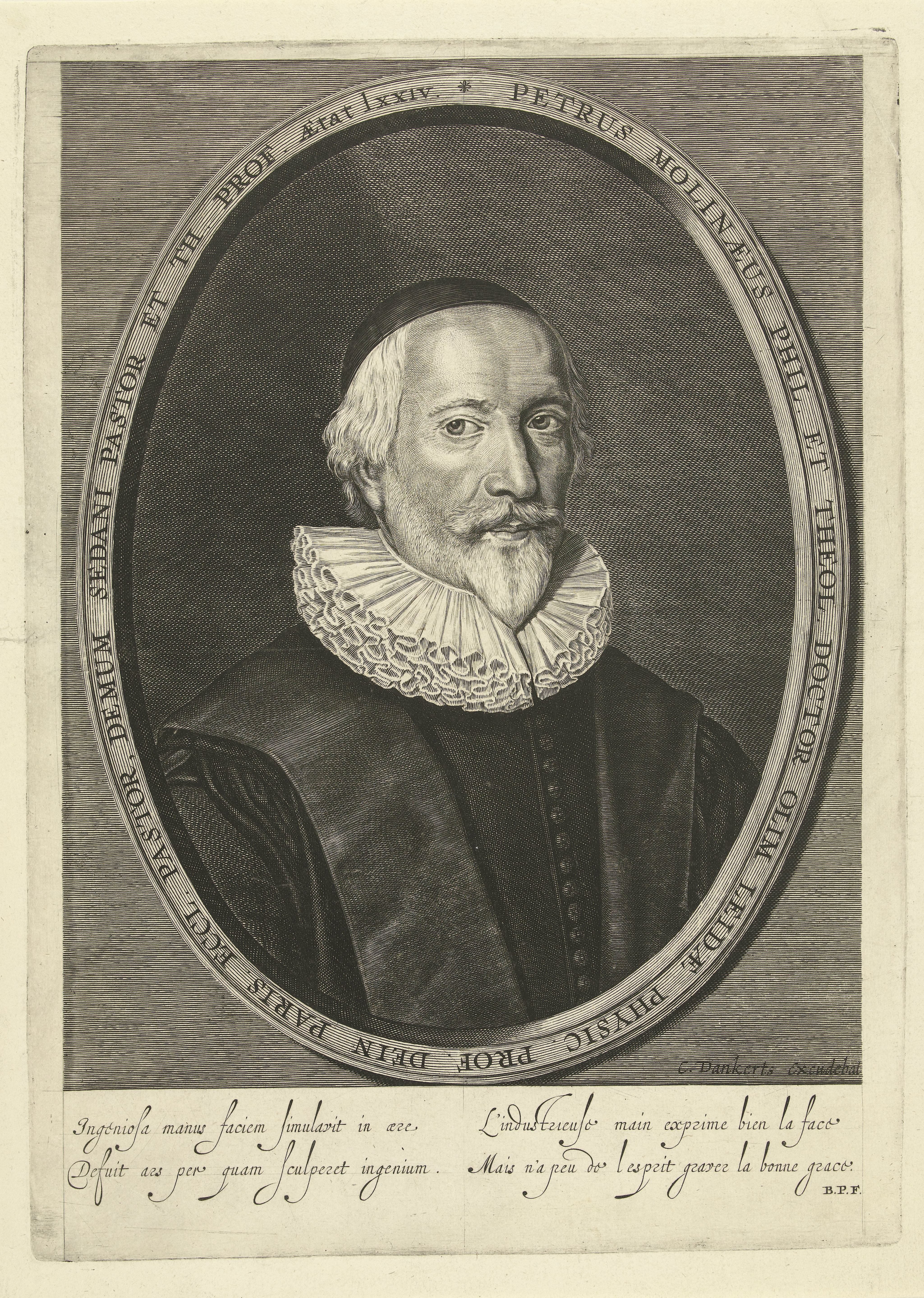 Portret van Pierre du Moulin op 74-jarige leeftijd