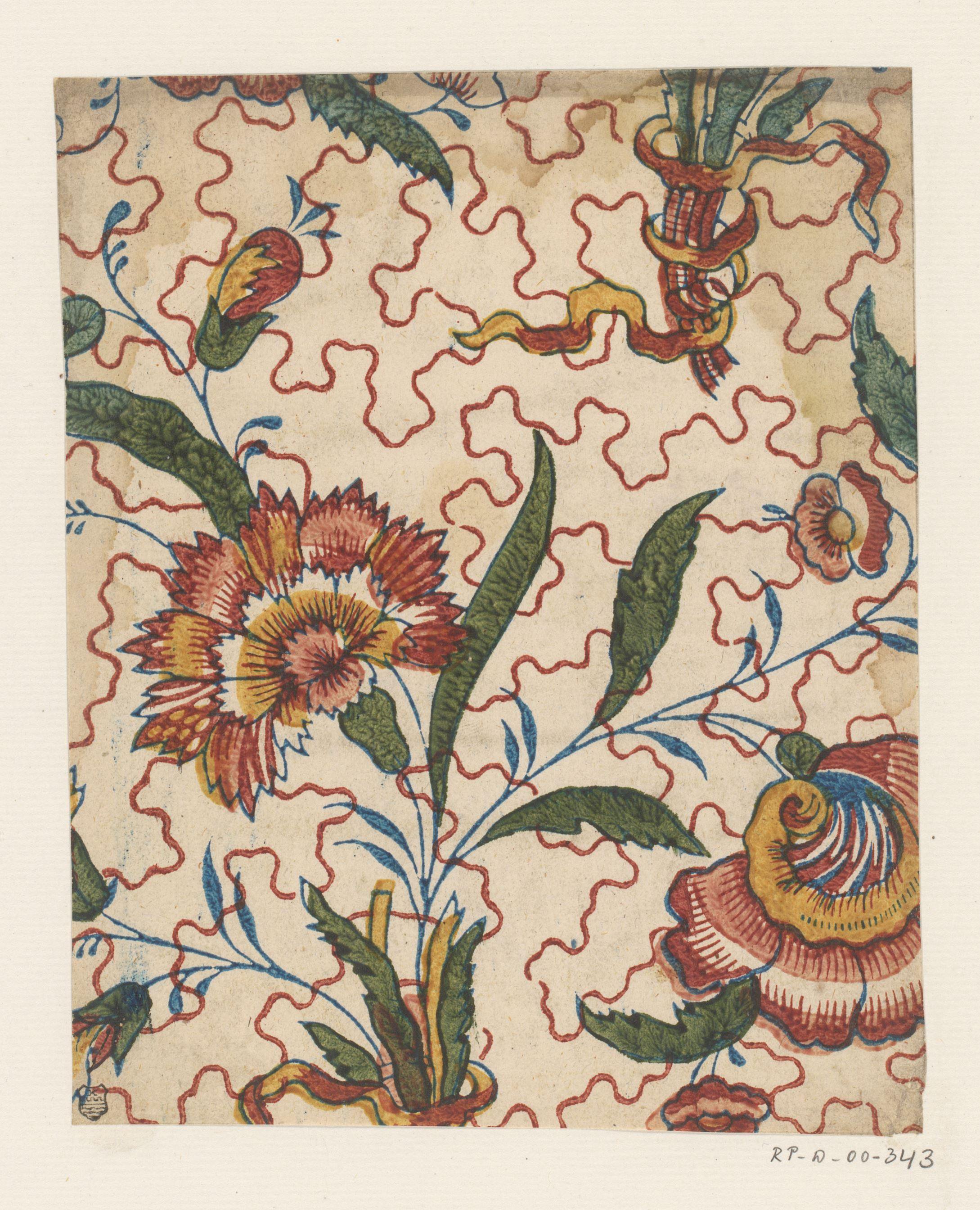 Blad met bloemboeketten met lint
