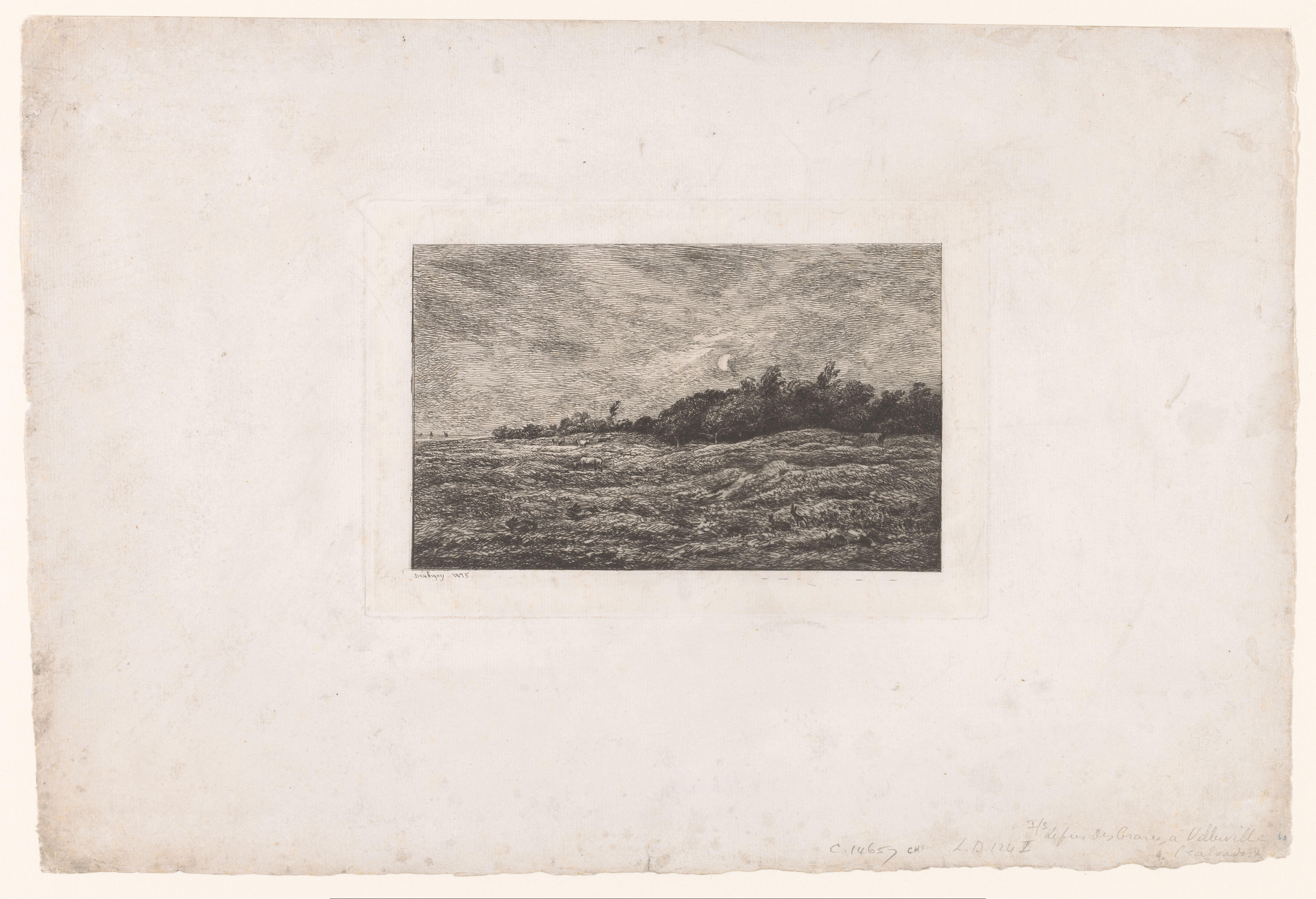 Landschap met grazend vee en konijnen