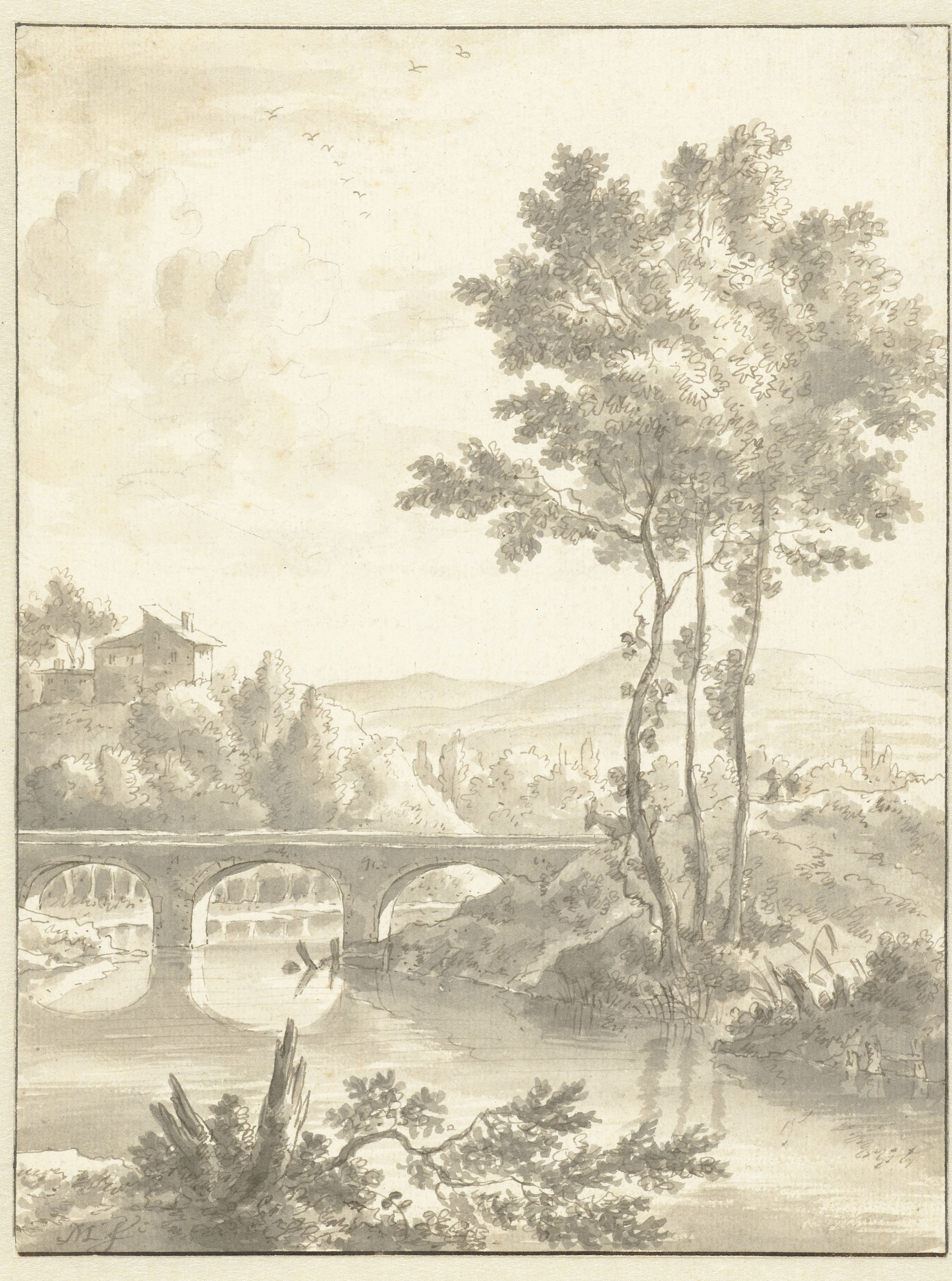 Landscape with a Multi-Arched Bridge