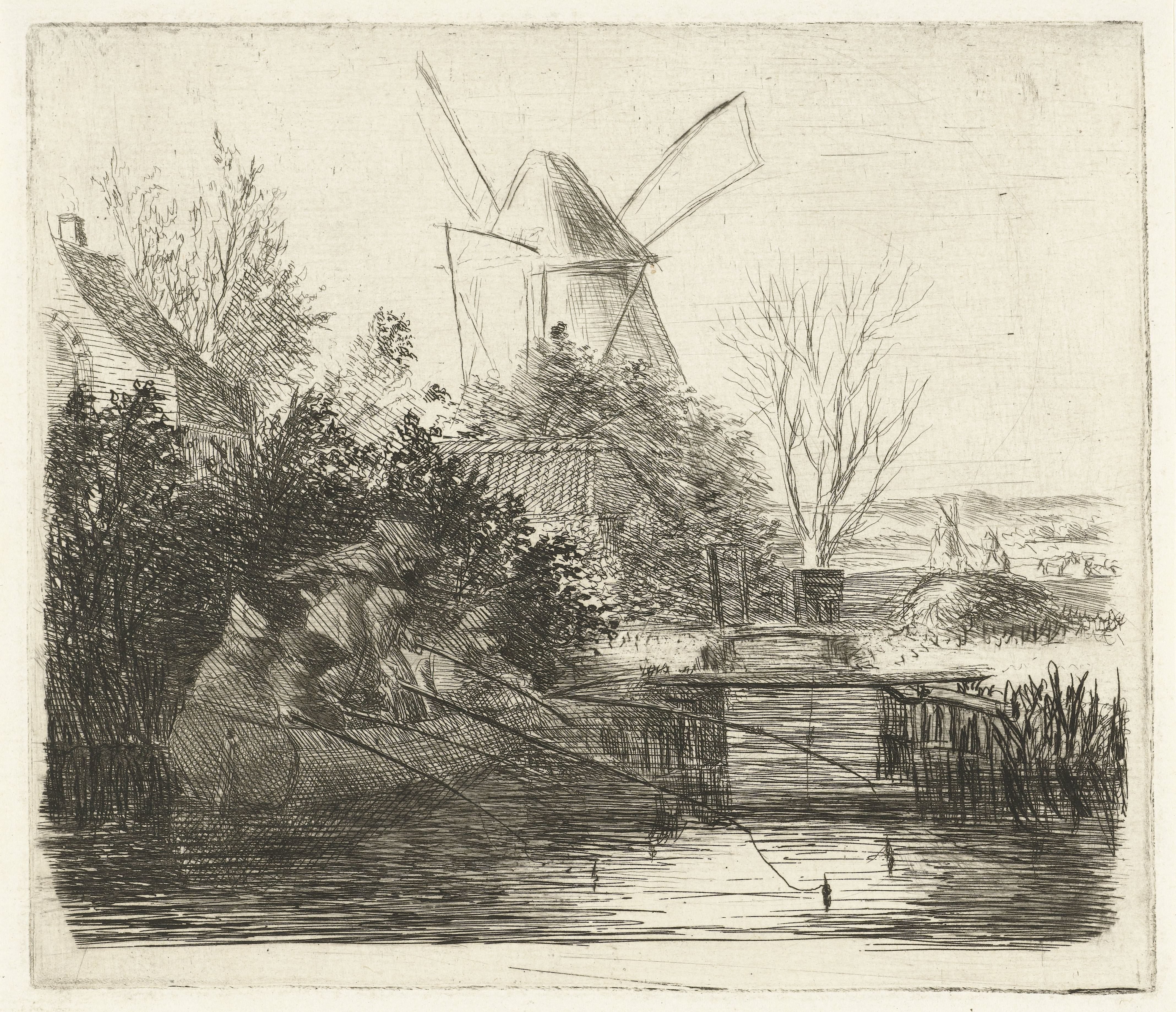 Hengelaars bij een rivier