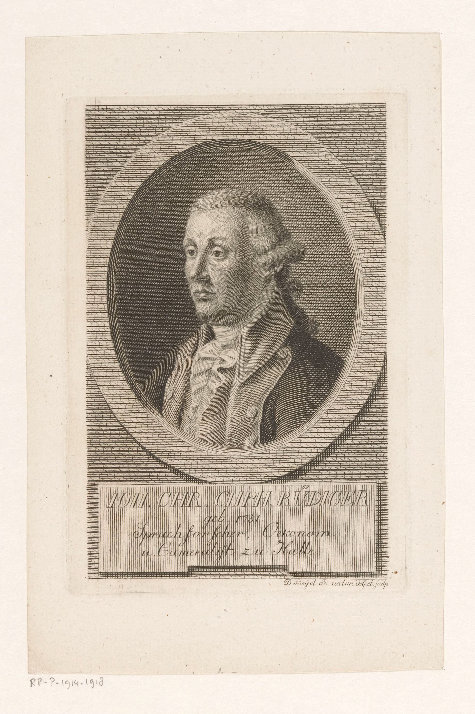 Portret van Johann Christian Christoph Rüdiger