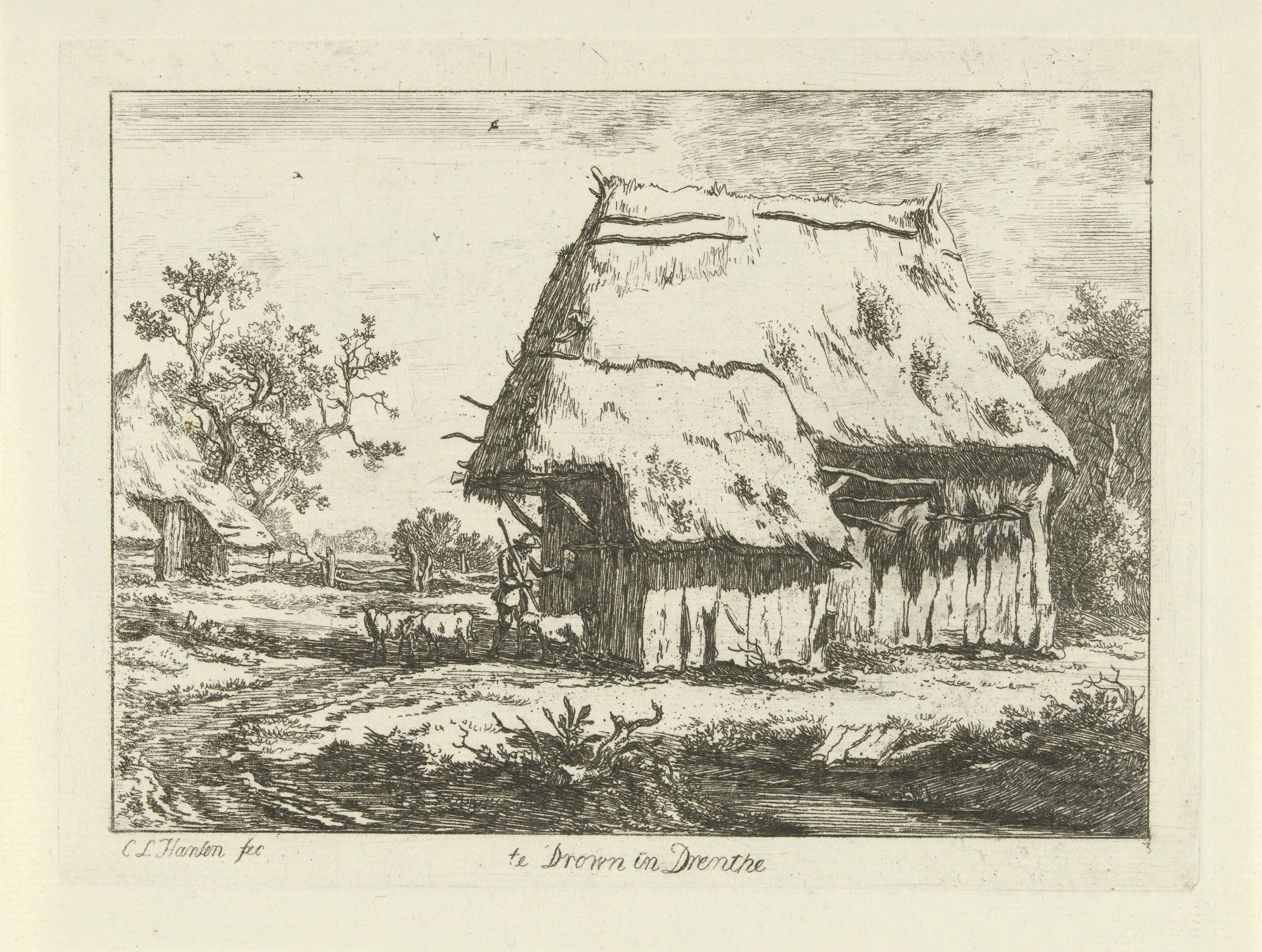 Herder bij een schaapskooi