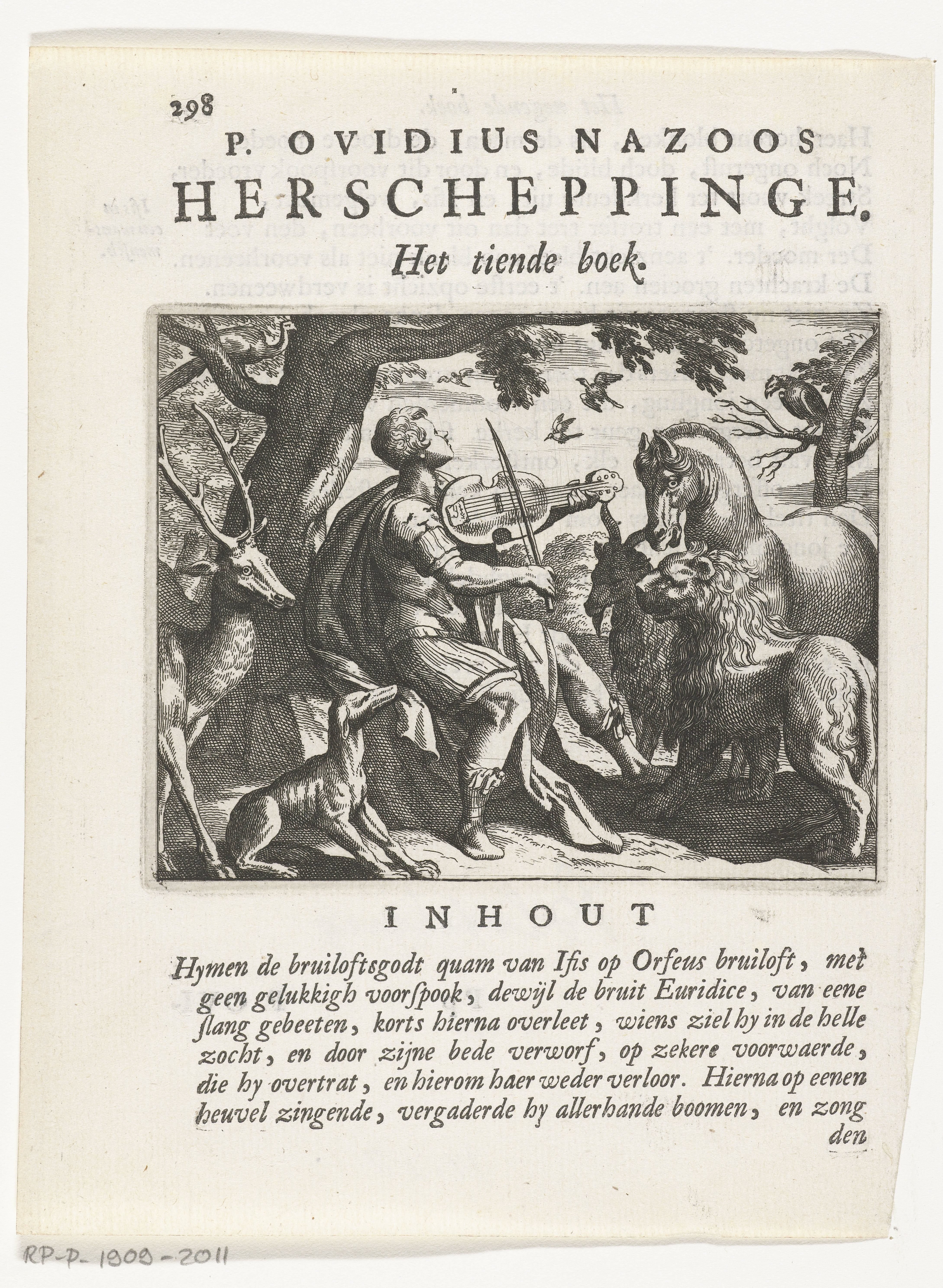 Orpheus betovert de dieren met zijn muziek