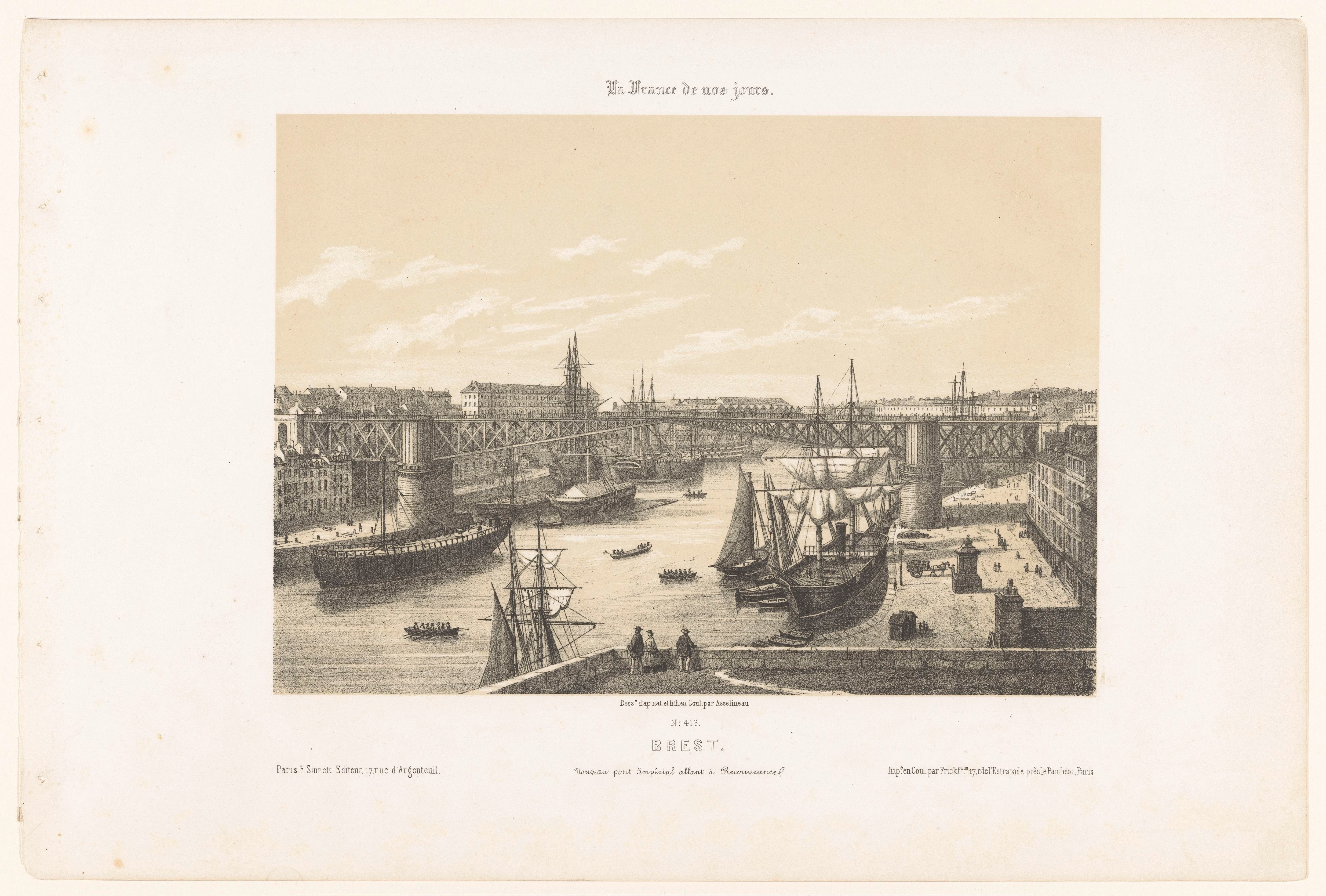 Zicht op de nieuwe brug over de rivier Penfeld in Brest