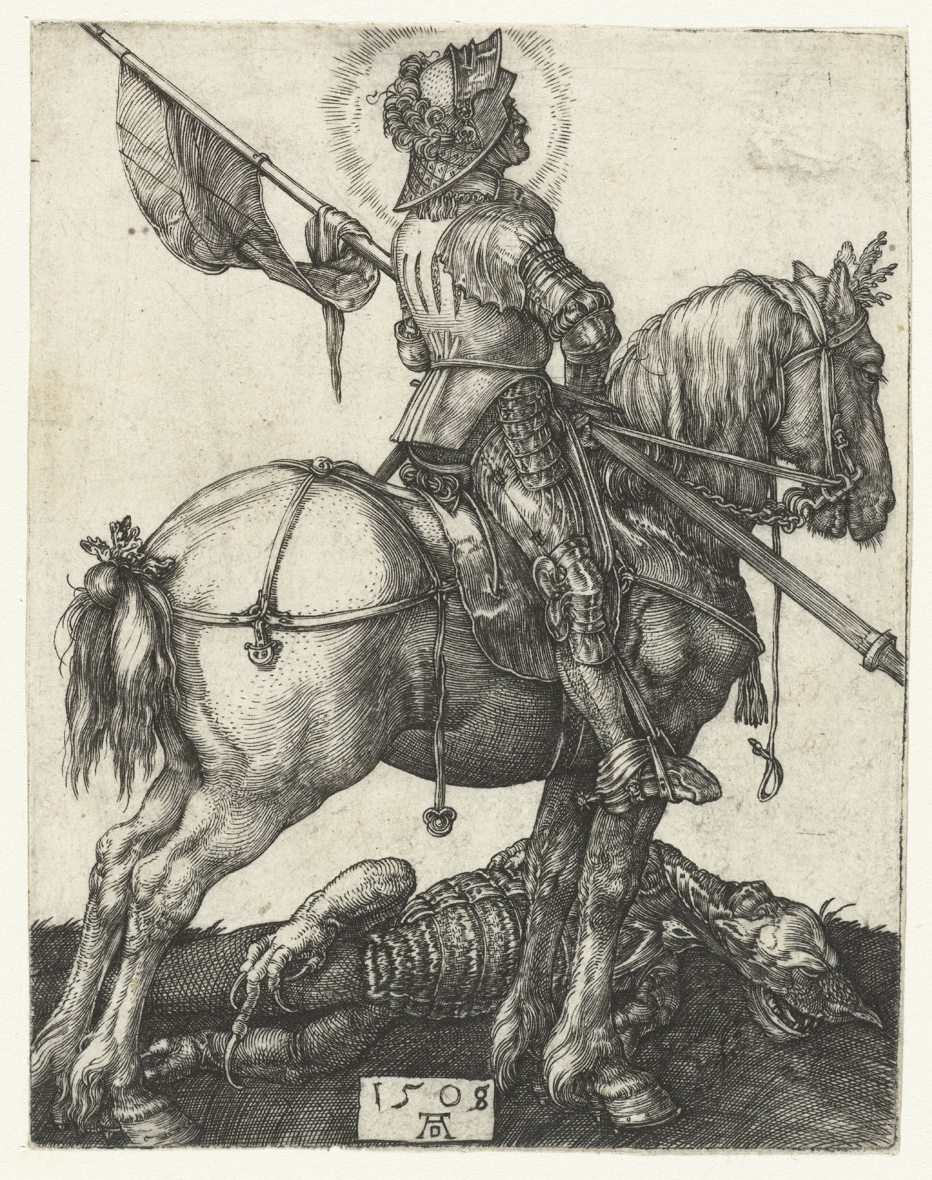 De Heilige Joris te paard naast de gedode draak