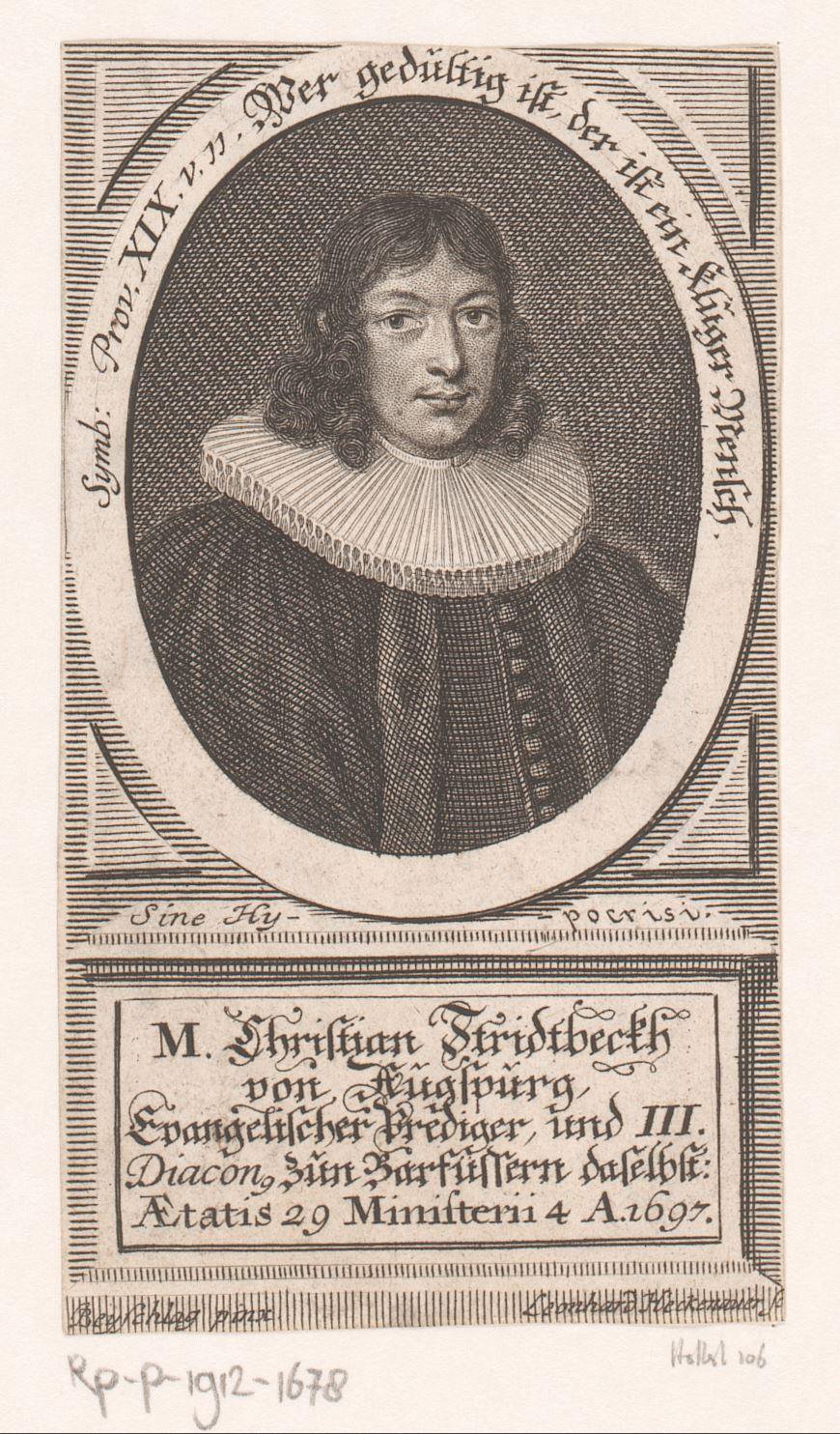 Portret van Christian Stridtbeckh op 29-jarige leeftijd