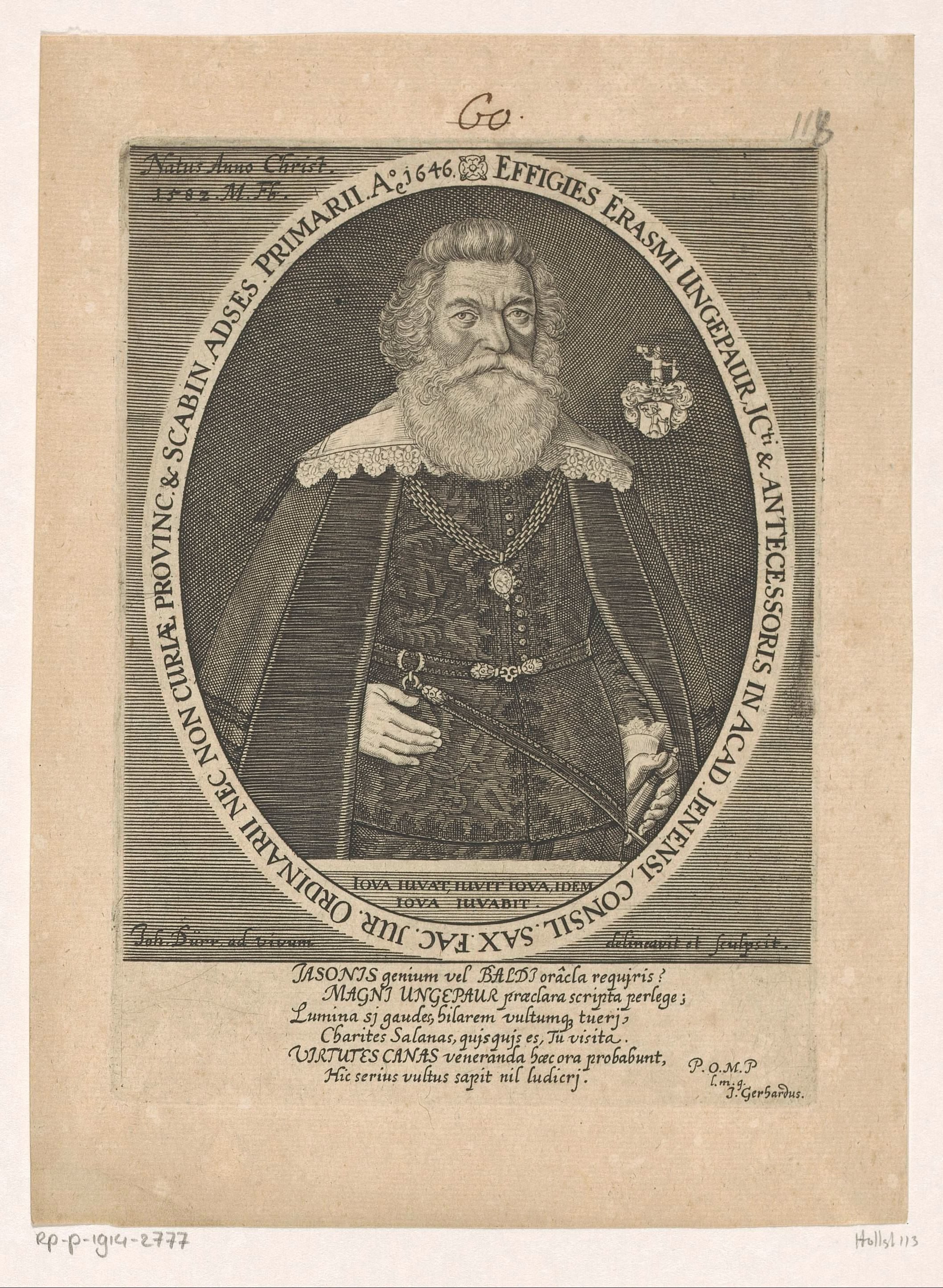 Portret van Erasmus Ungepaur op 64-jarige leeftijd