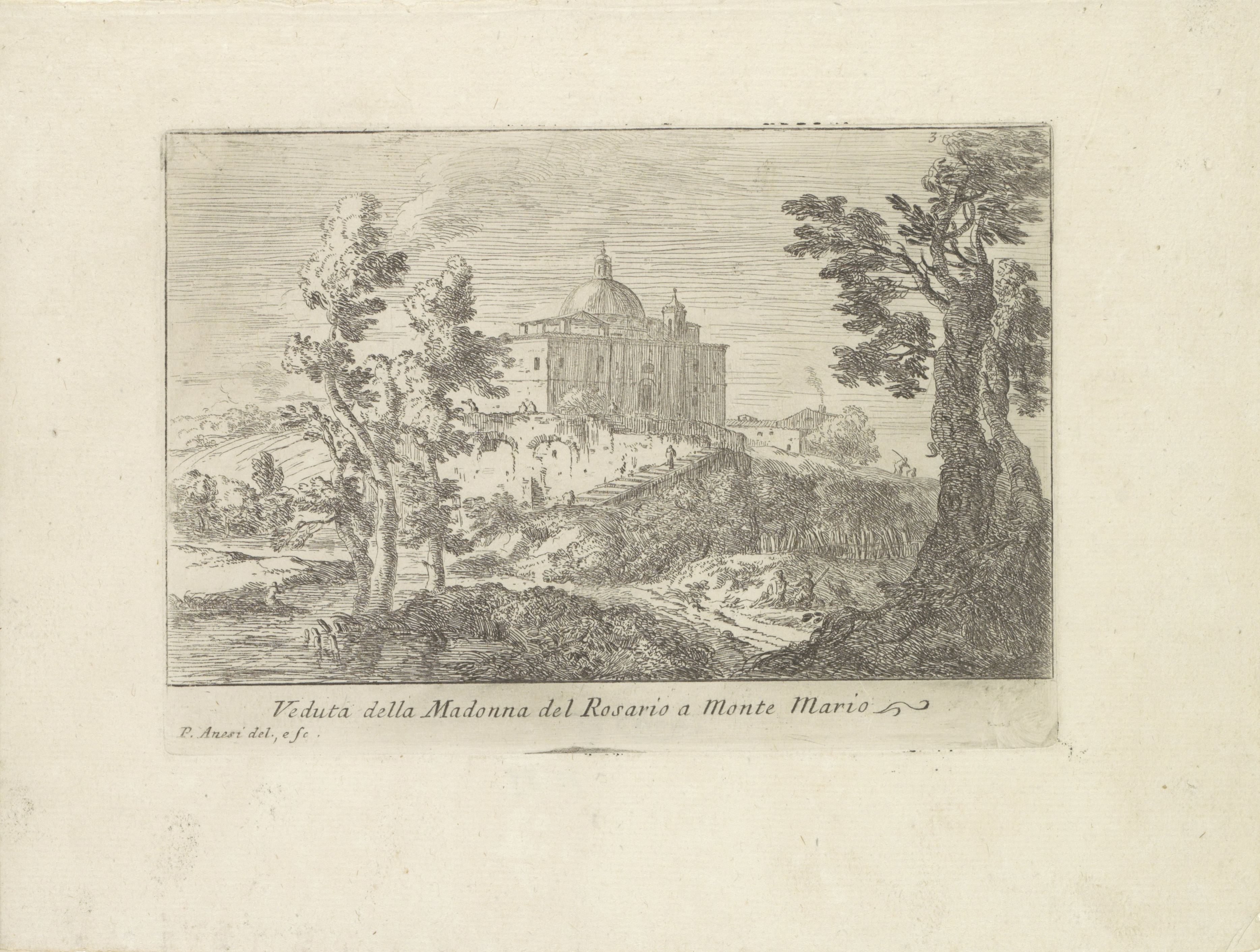 Landschap met de Chiesa della Madonna del Rosario op de Monte Mario