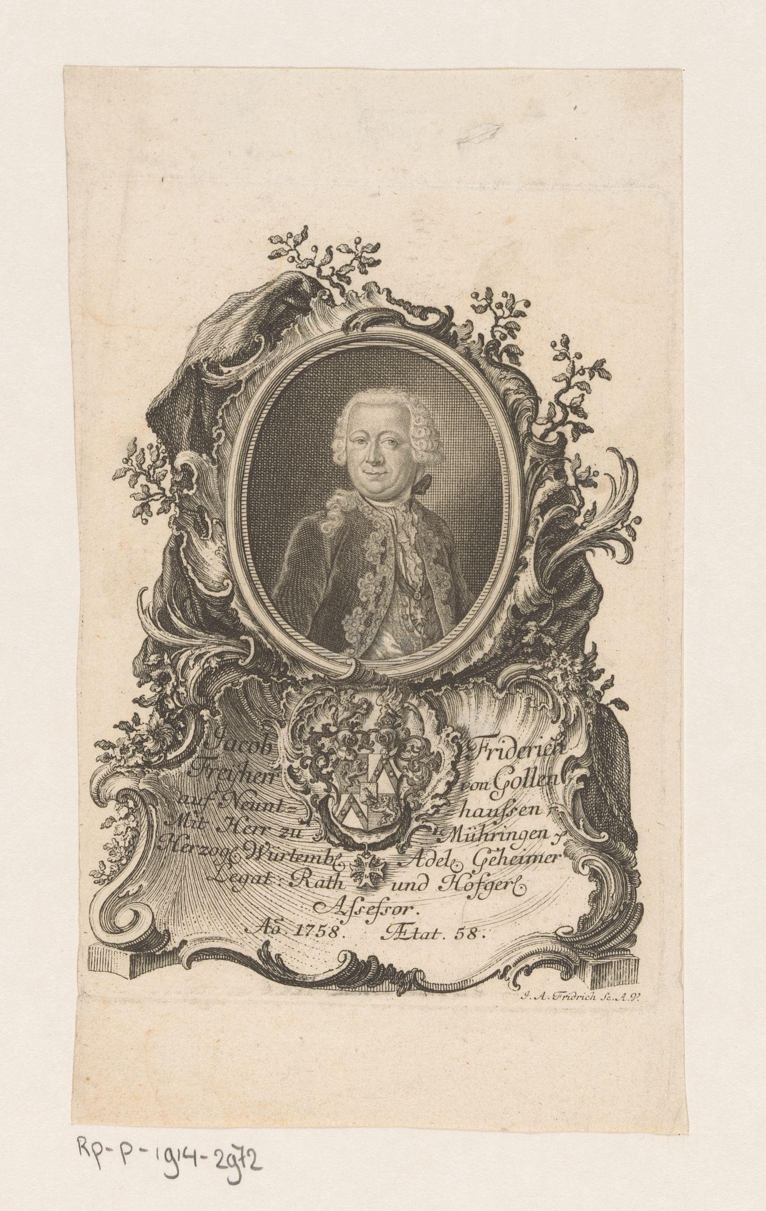 Portret van Jakob Friedrich Goll op 58-jarige leeftijd