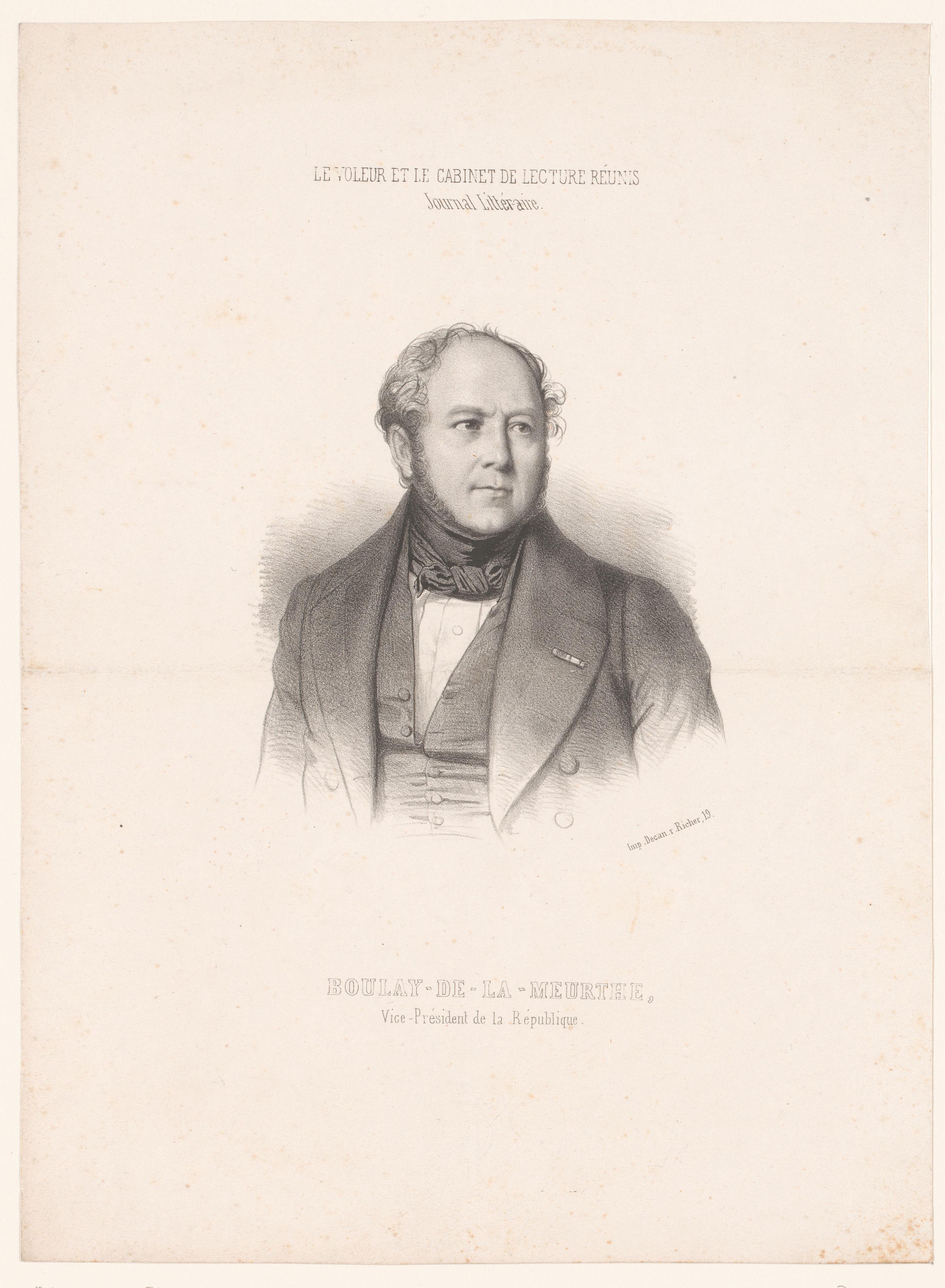 Portret van vicepresident Henri Boulay de La Meurthe