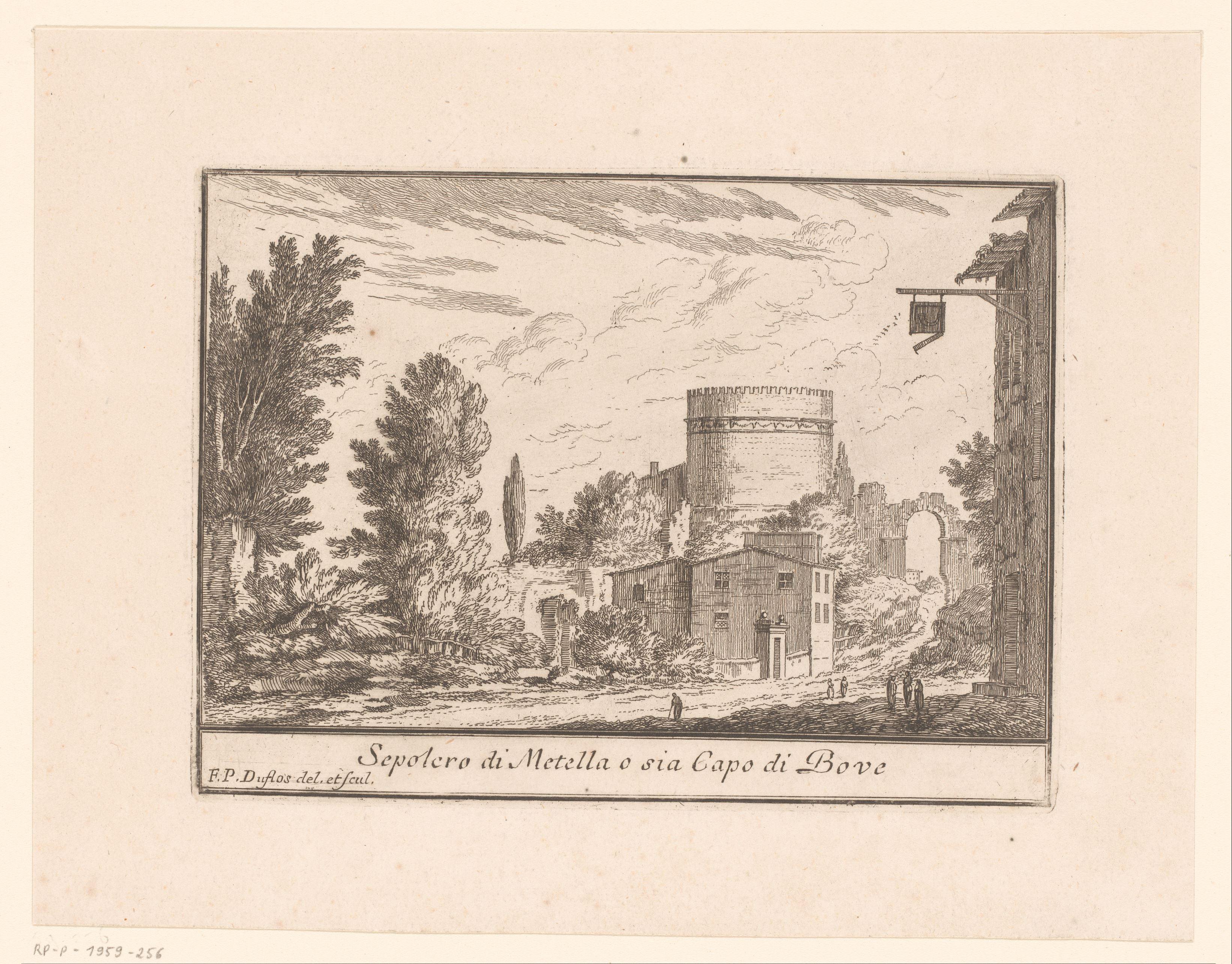 Landschap met zicht op de tombe van Caecilia Metella en de Via Appia in Rome
