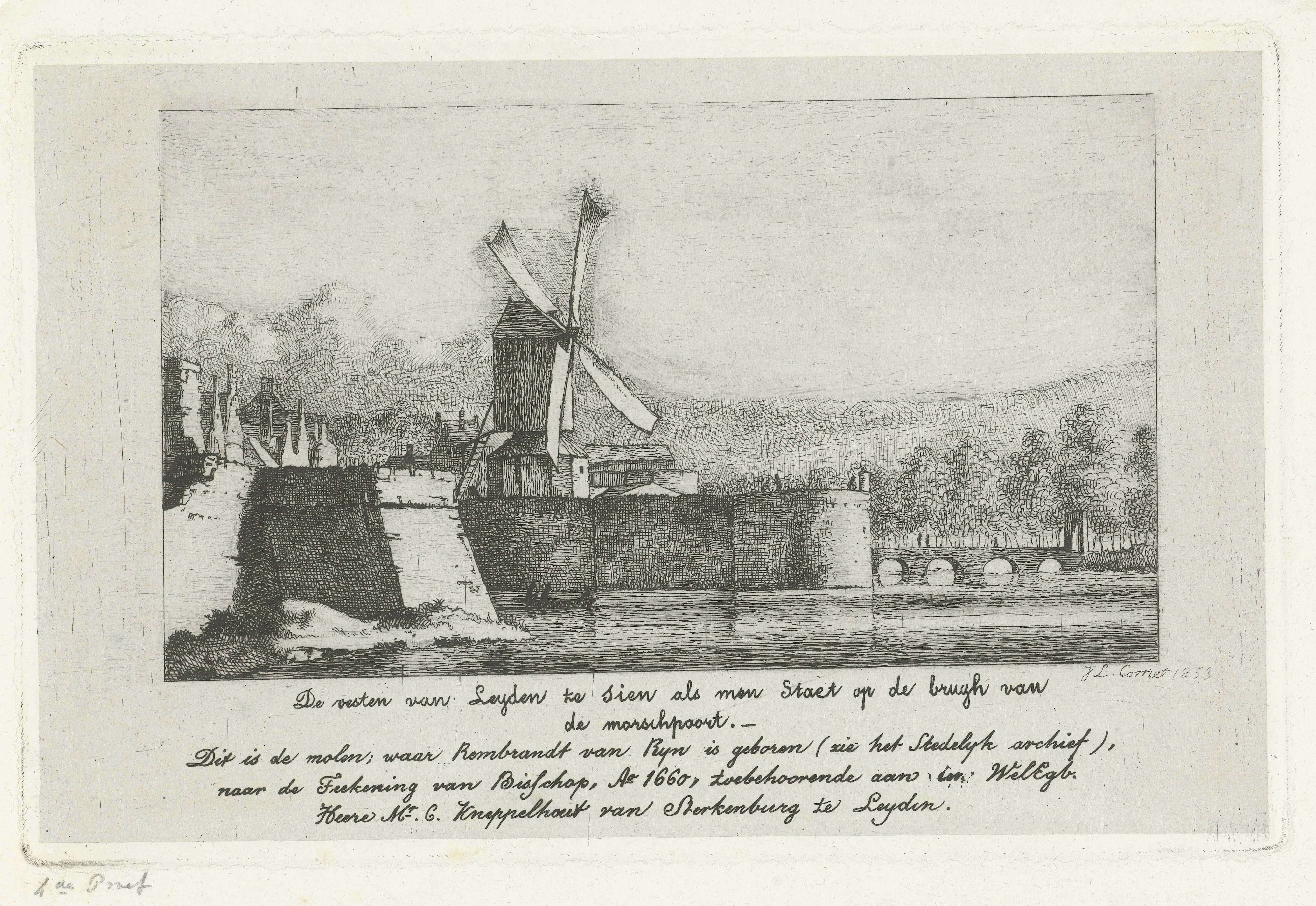 Gezicht op de vesten van Leiden
