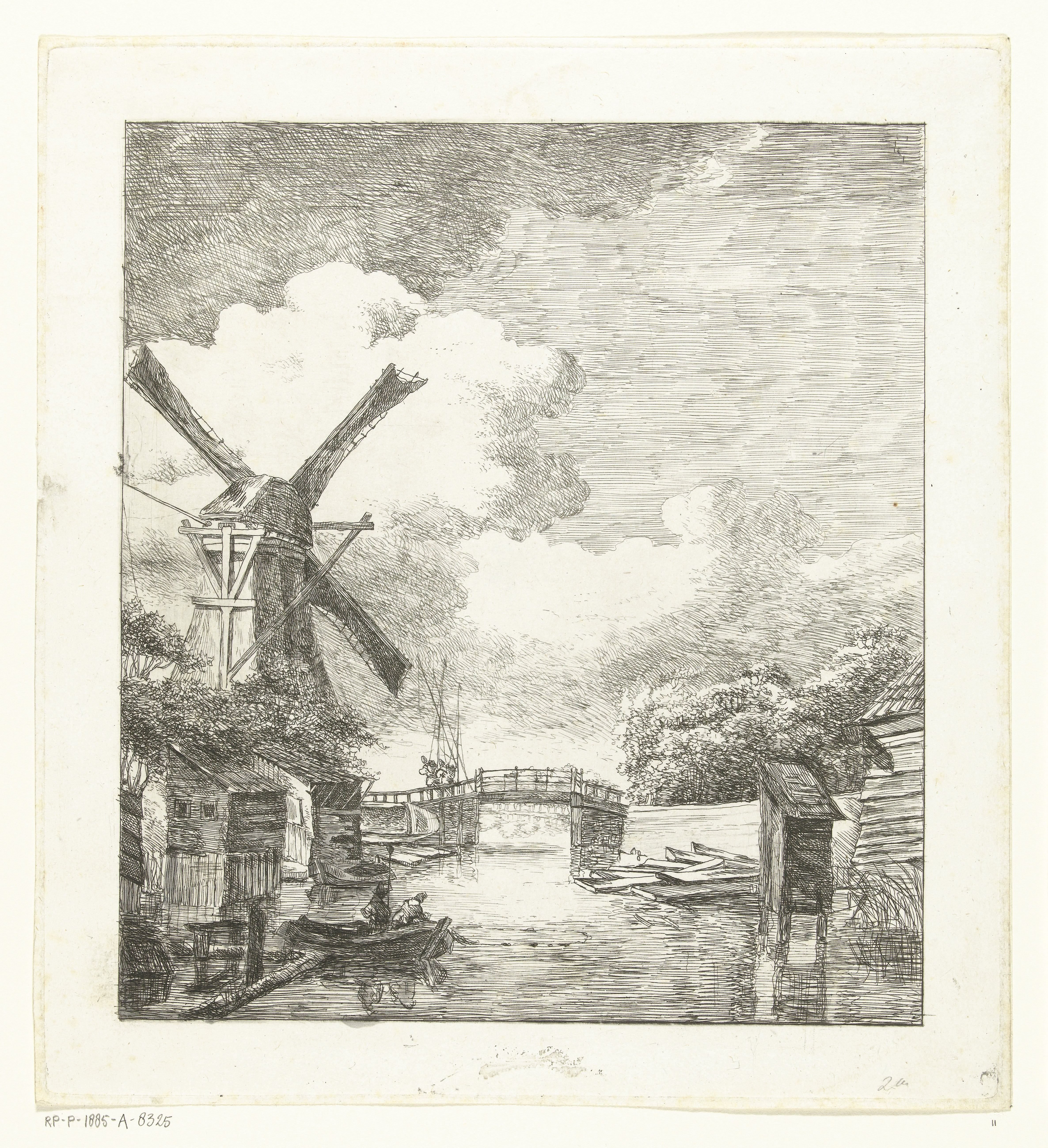Landschap met molen aan water