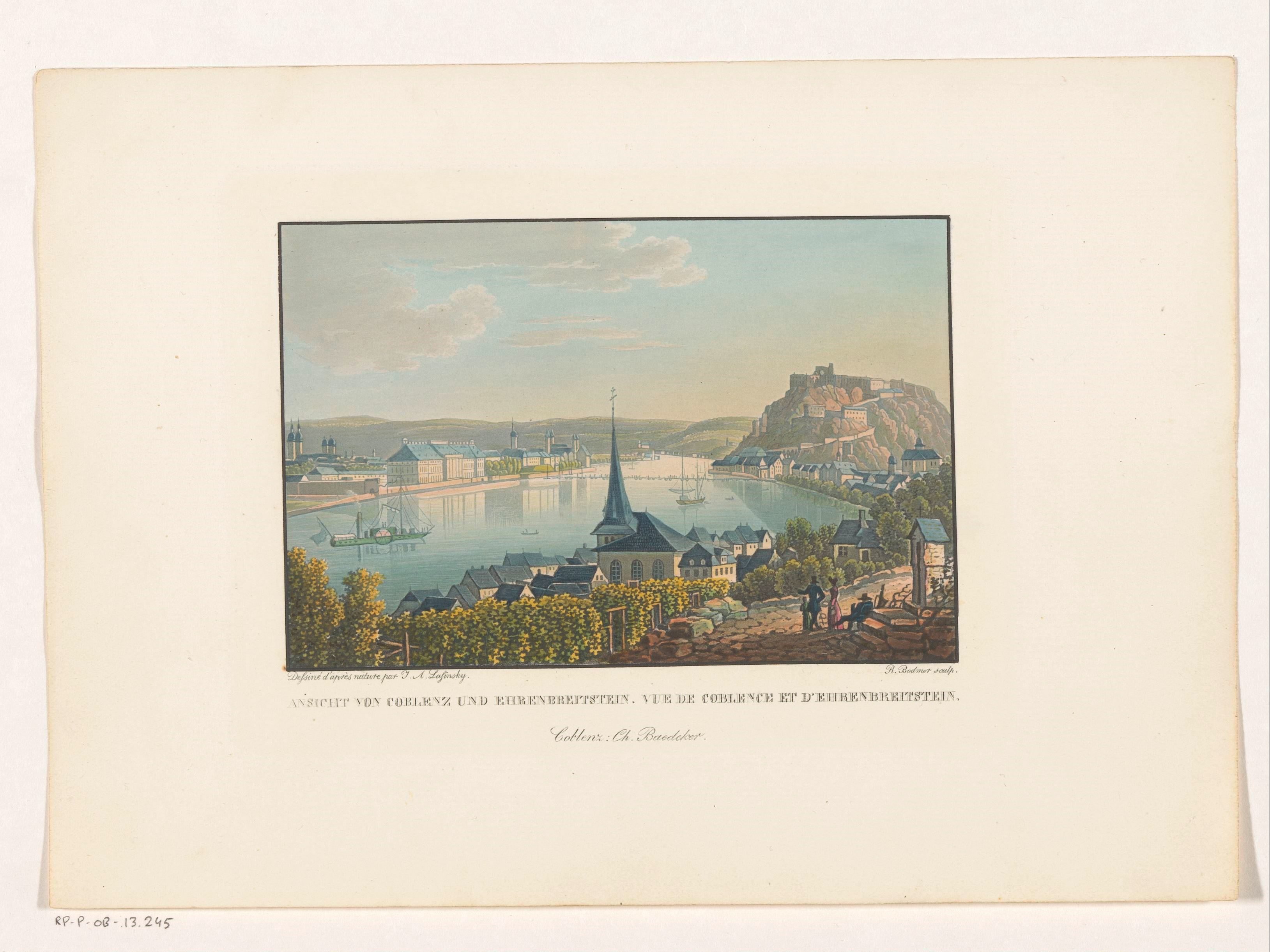 Gezicht op Koblenz en Ehrenbreitstein