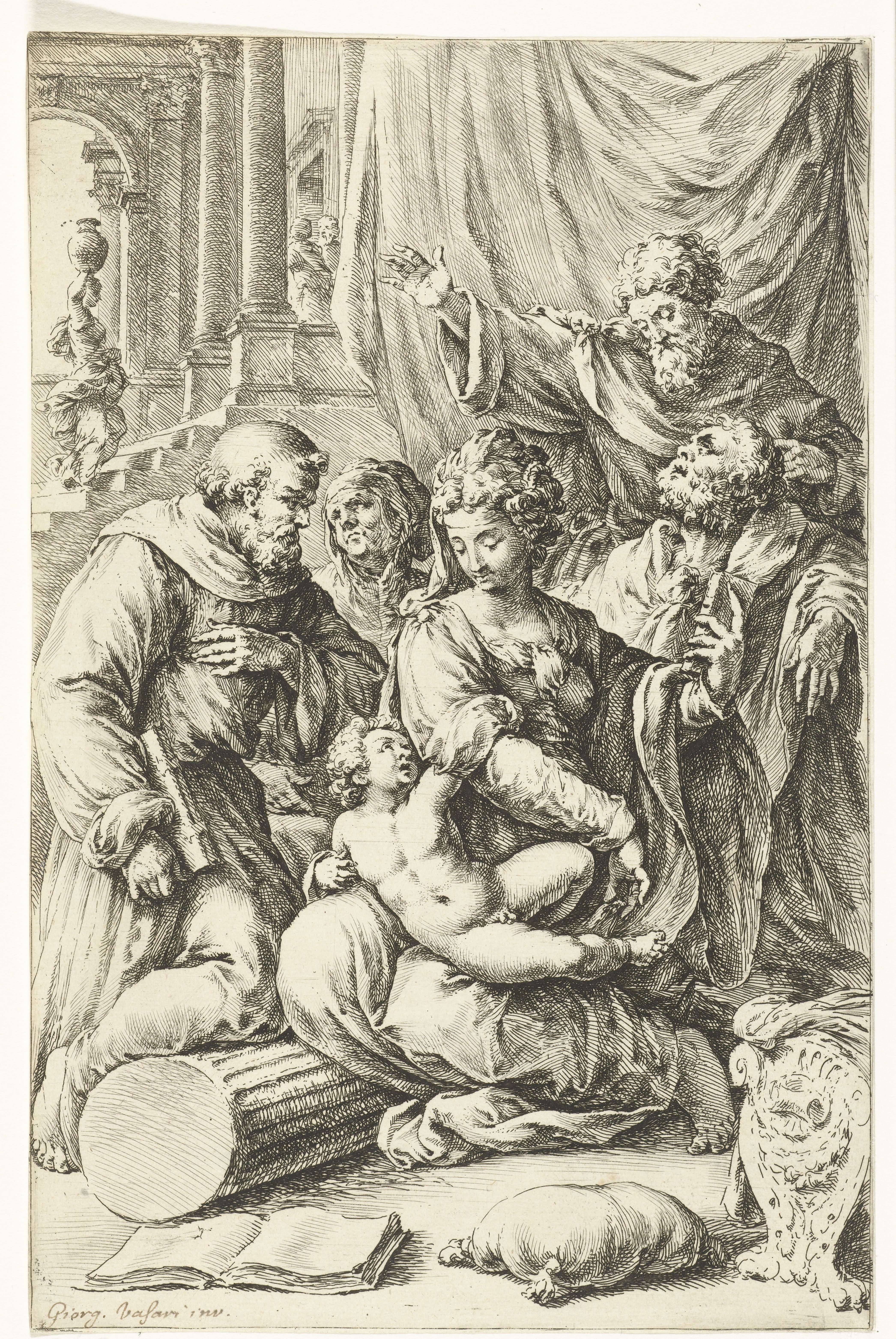 Maria met kind, Jozef, de heilige Anna en twee mannelijke heiligen