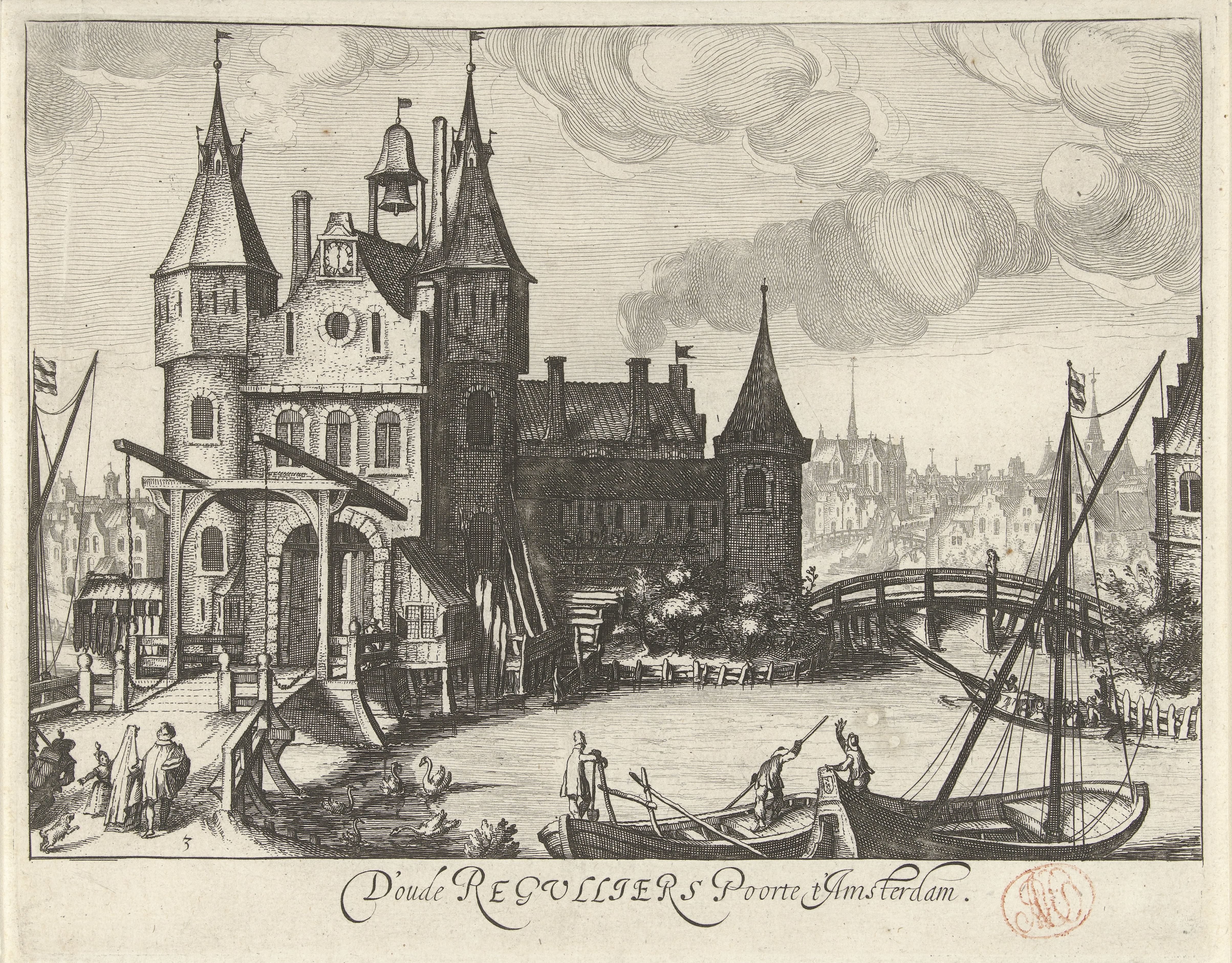 Gezicht op de Eerste Regulierspoort te Amsterdam