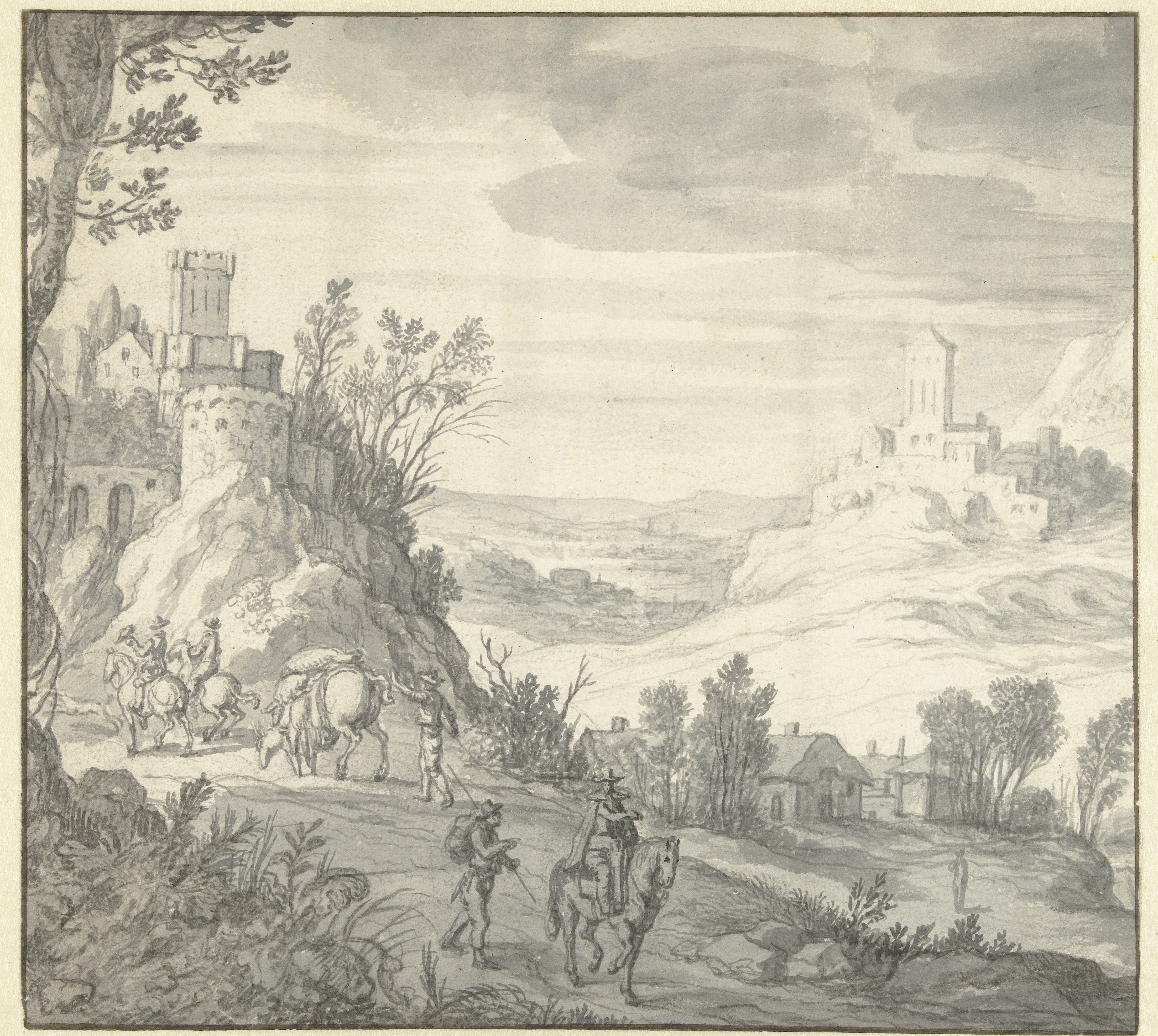 Berglandschap met een kasteel