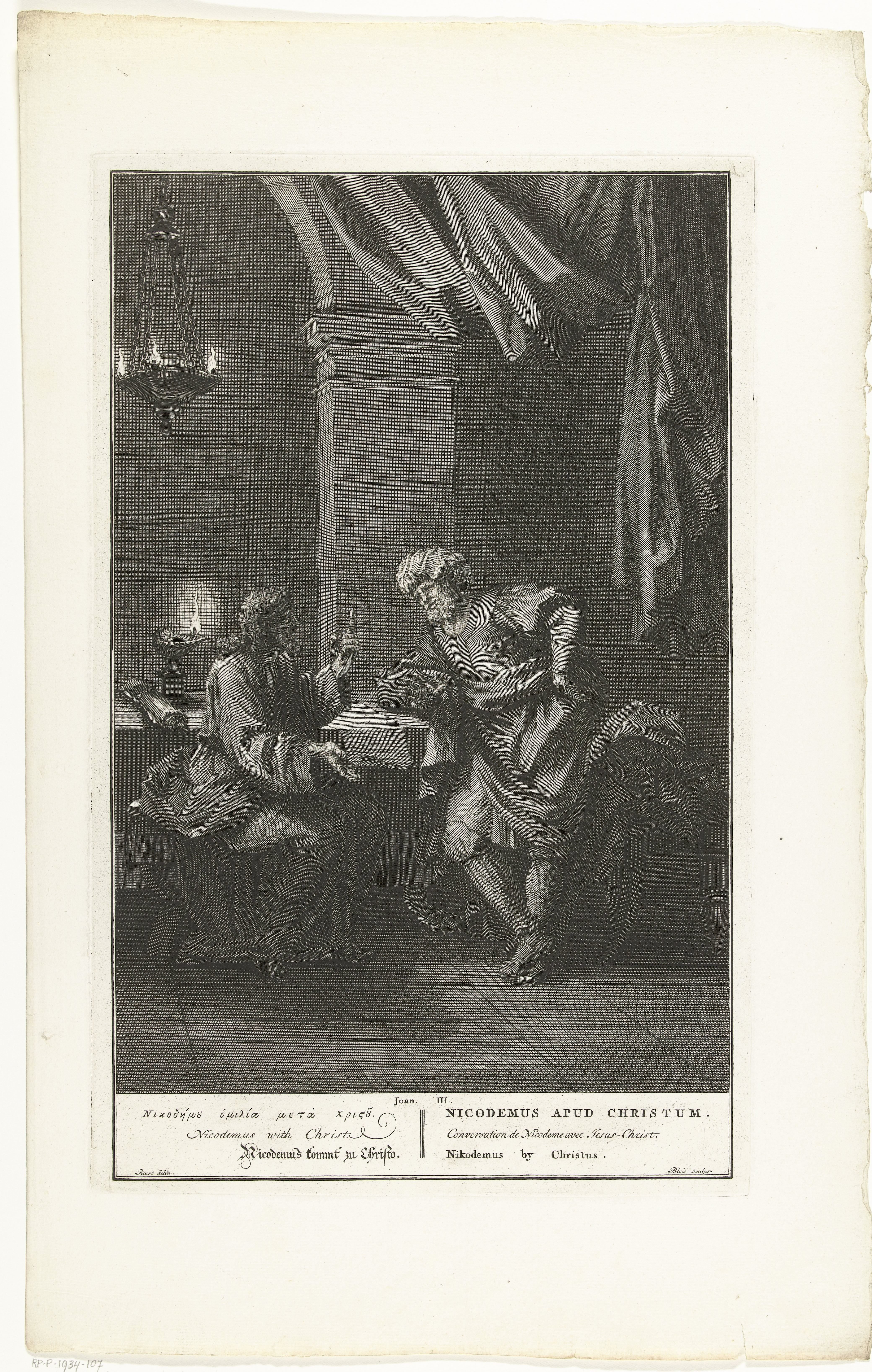 Nikodemus in gesprek met Christus bij nacht