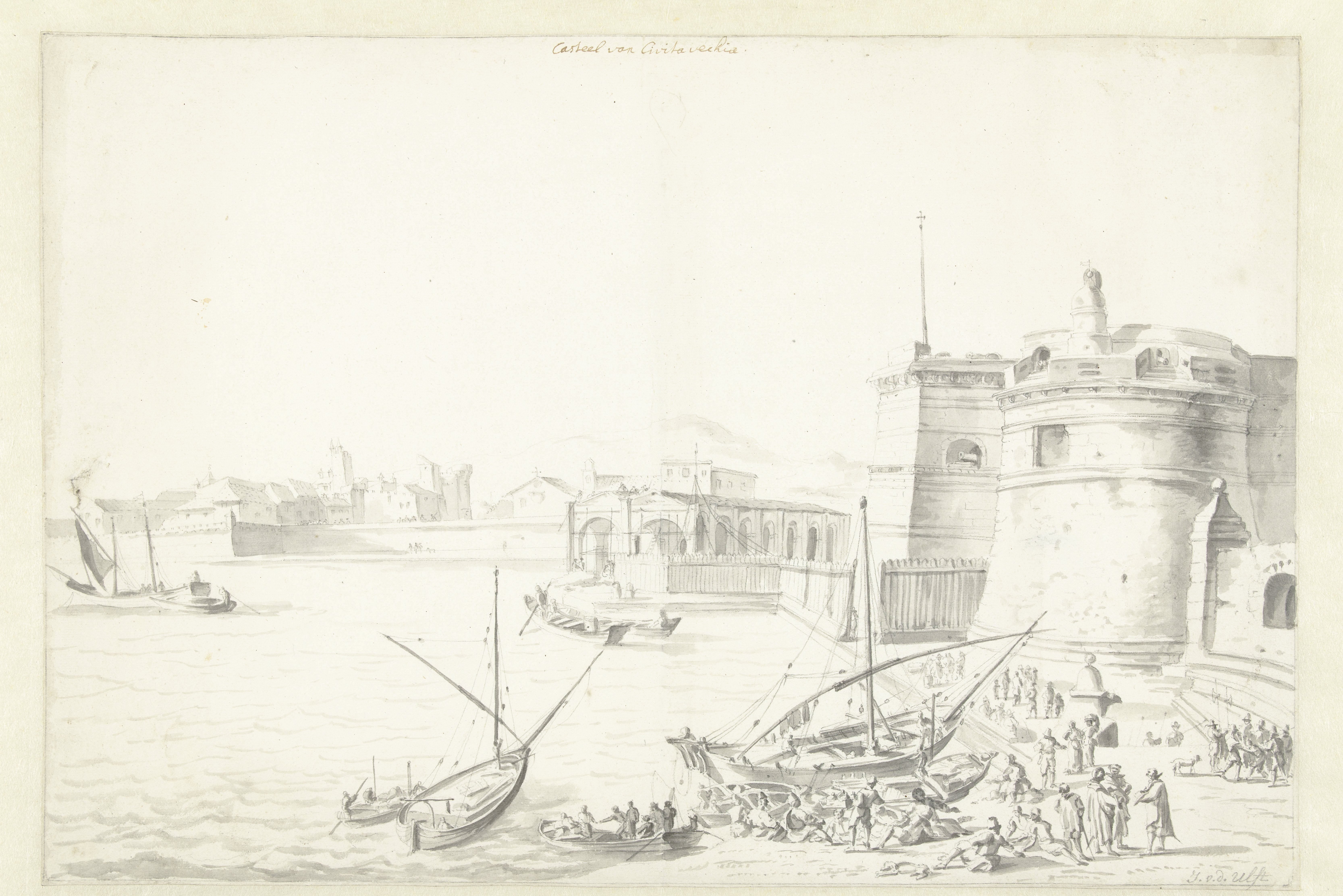 Gezicht op het kasteel van Civitavecchia