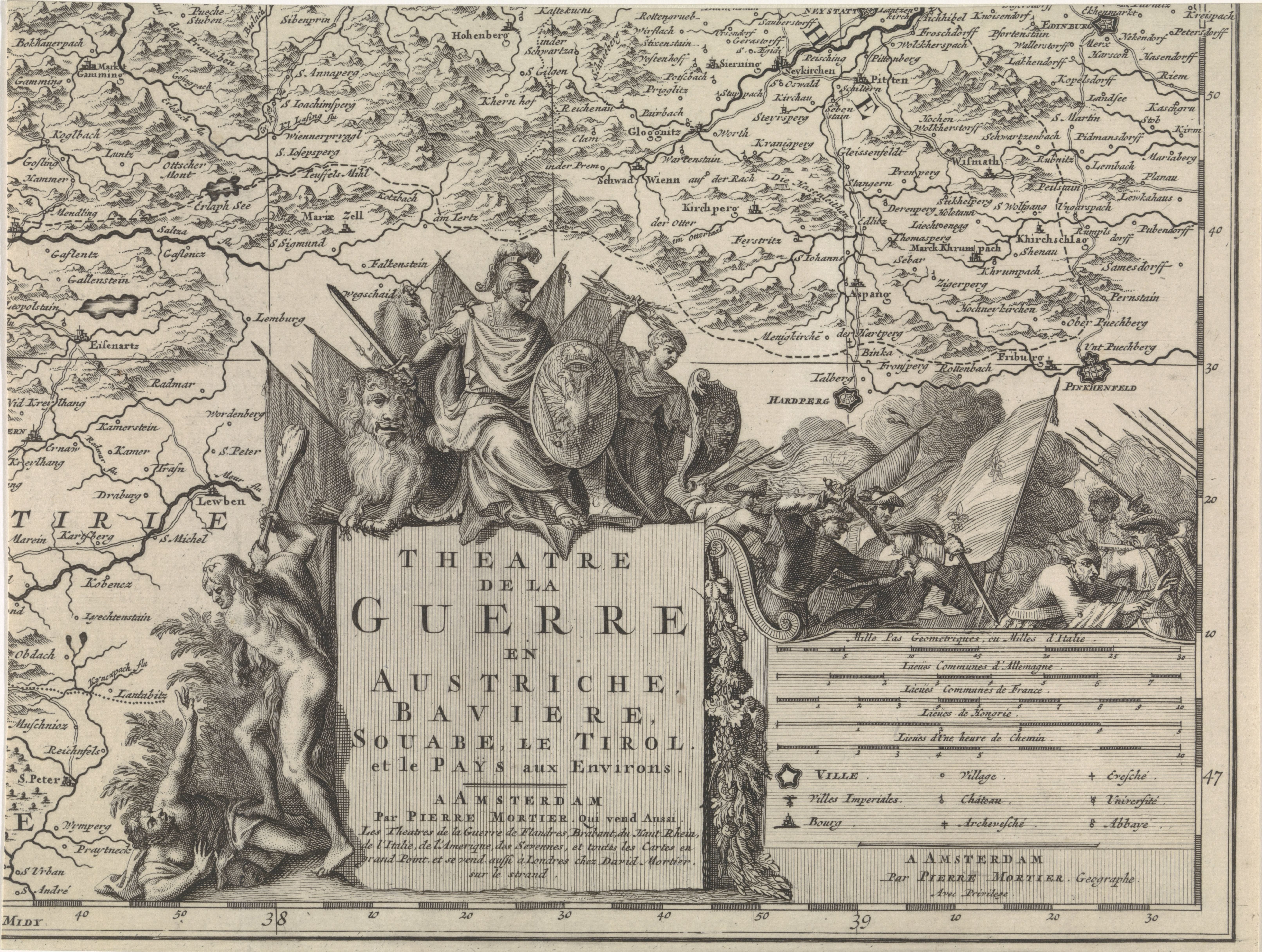 Kaart van het noordoosten van Oostenrijk (blad rechtsonder)