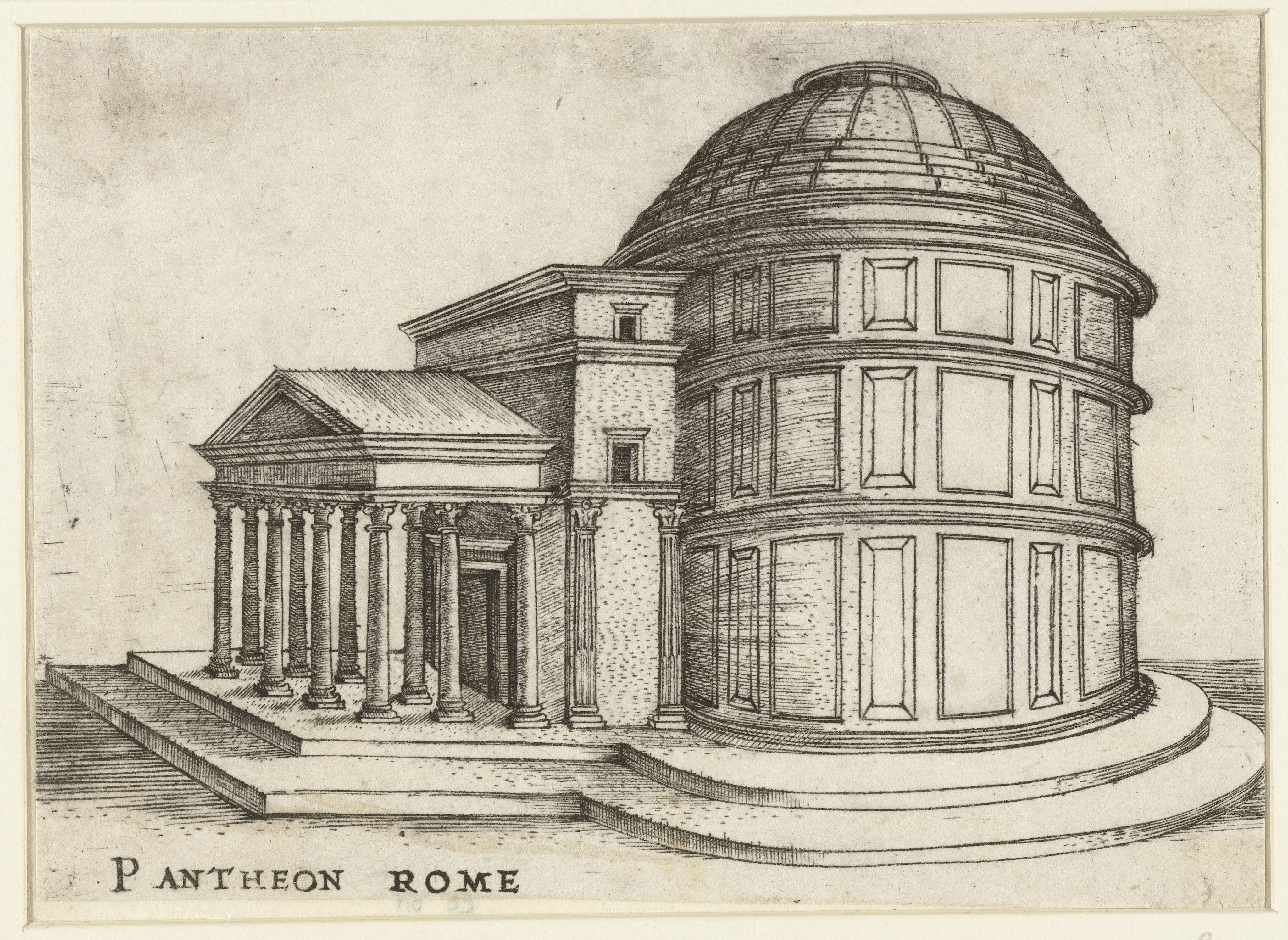 Exterieur van een klassieke tempel (Pantheon te Rome)