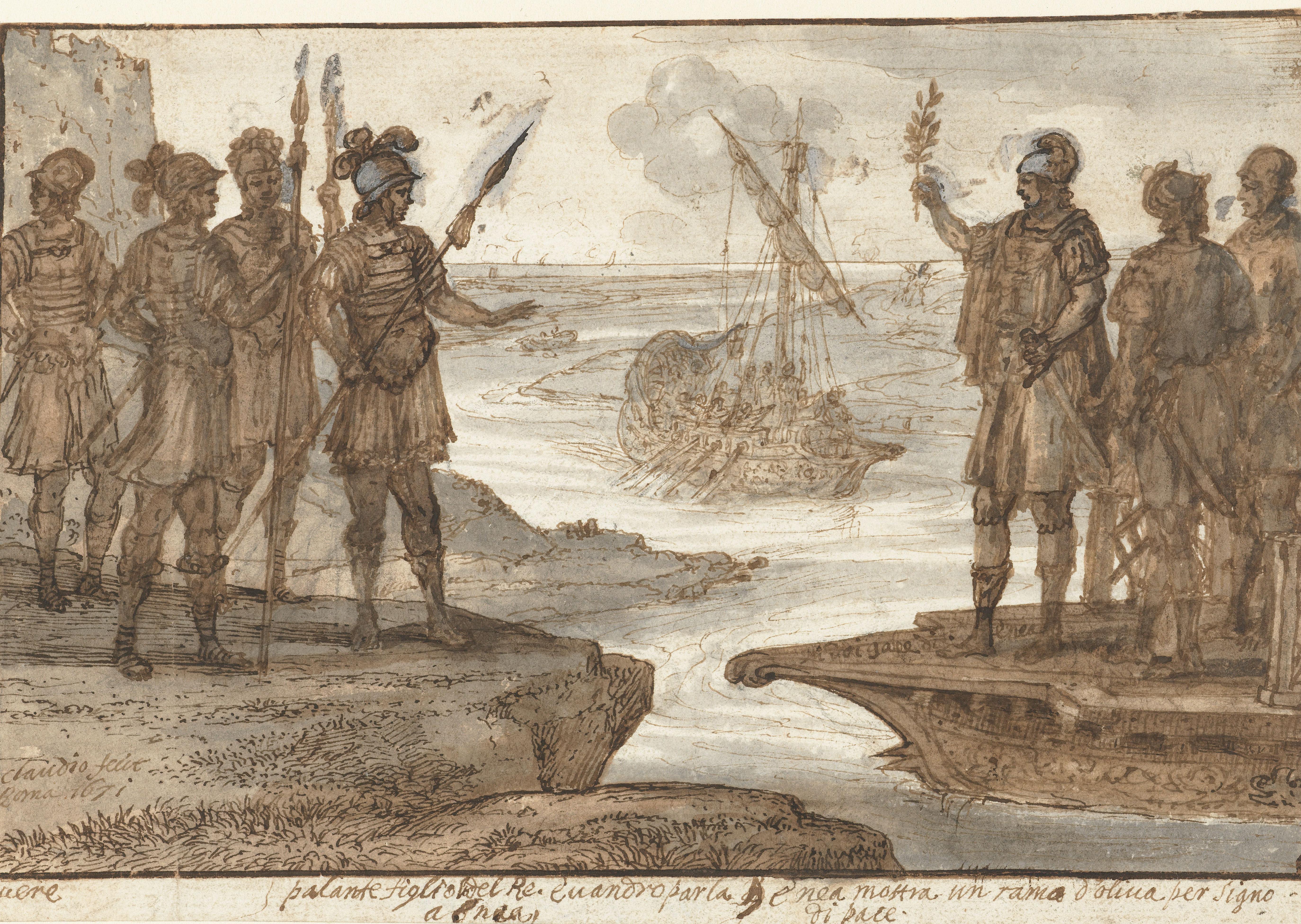 Ontmoeting van Aeneas met Pallas, de zoon van Euander (Evander)