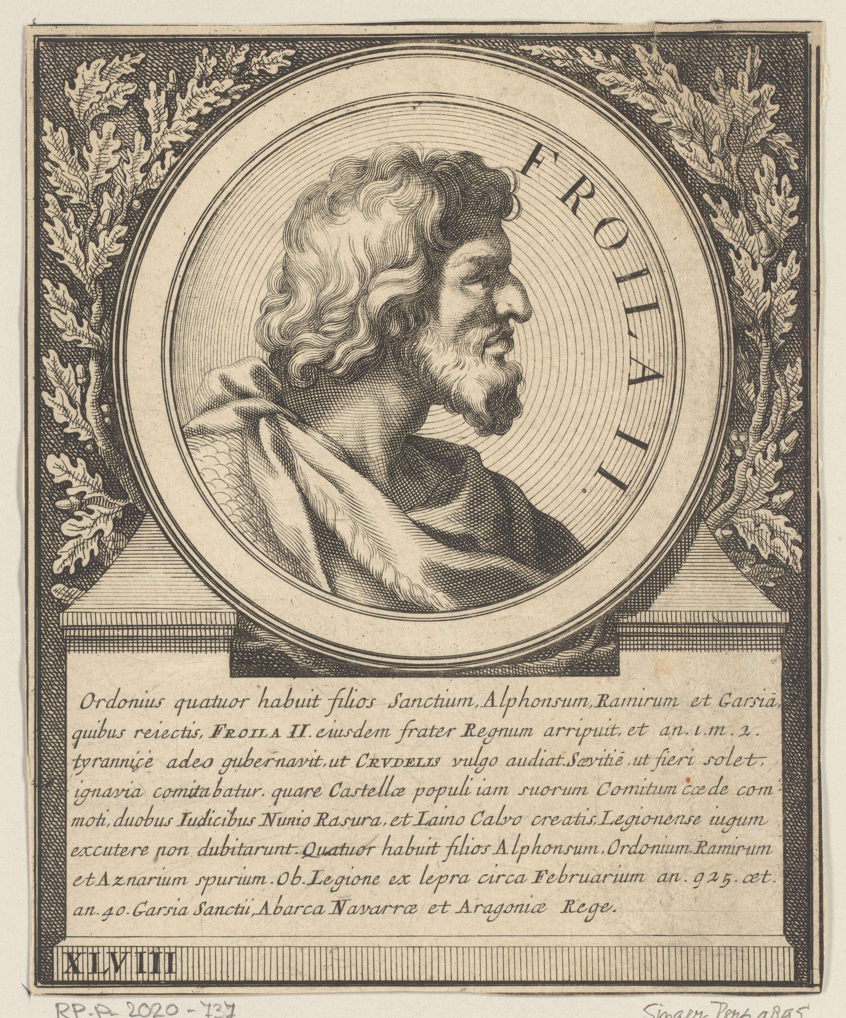 Portret van Fruela II, koning van Asturië en León