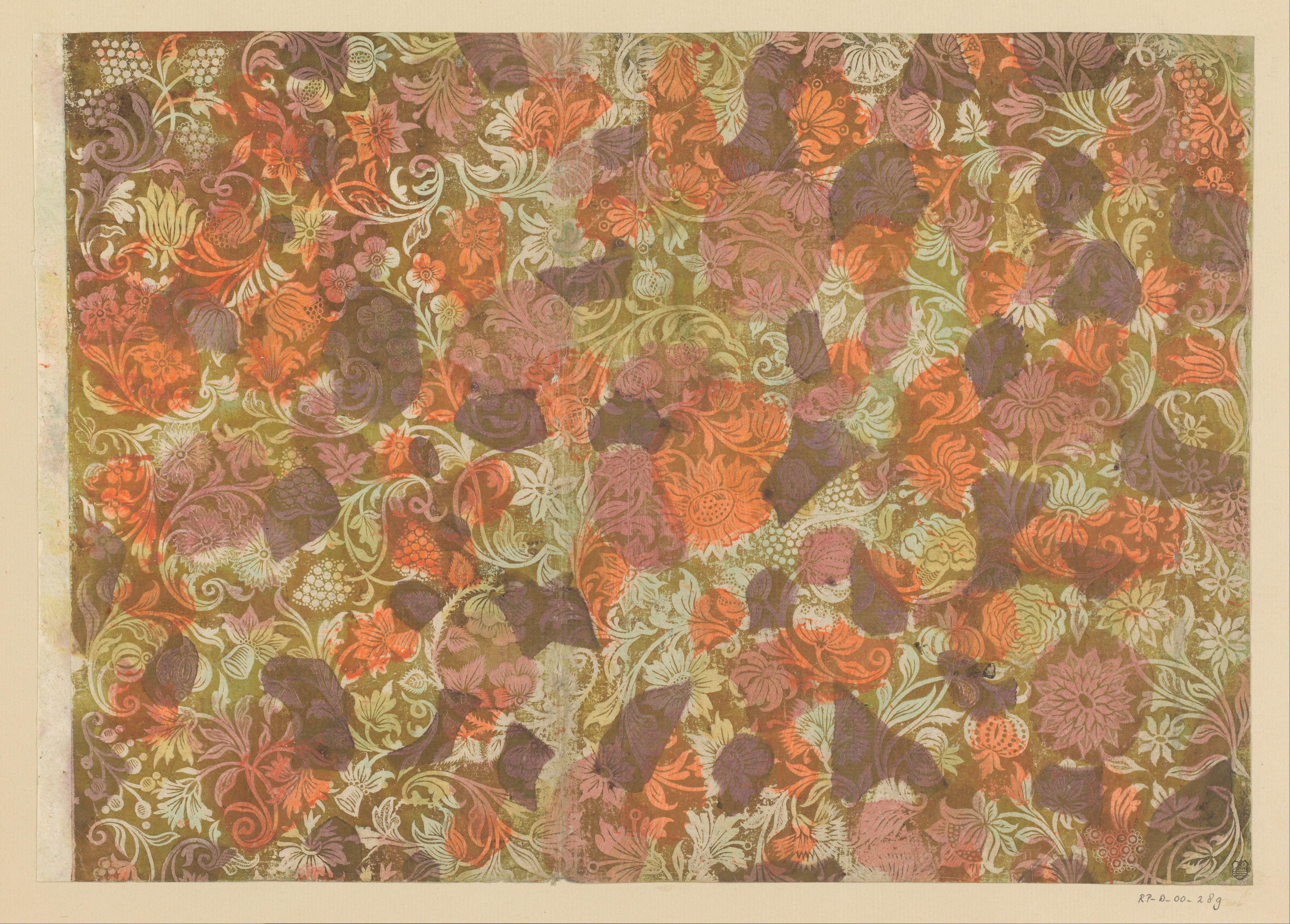 Blad met bloemen en vruchten